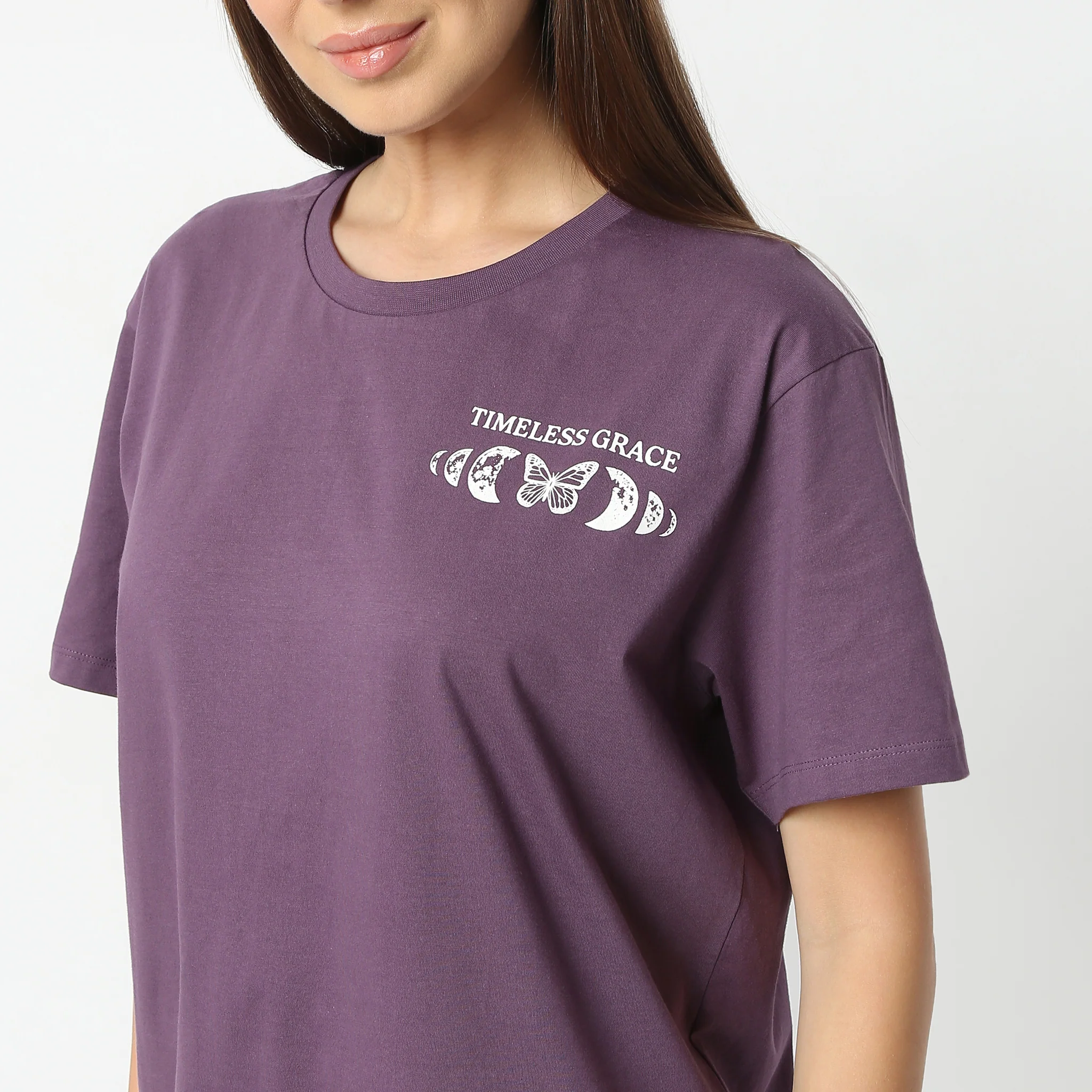 Oversize Printed Round Neck Short Sleeve T-Shirt - Image 5
