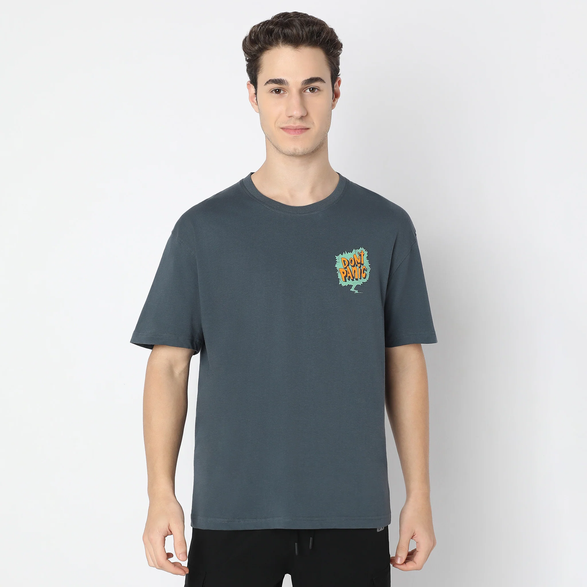 Oversize Graphic Crew Neck Slogan T-Shirt - Image 2