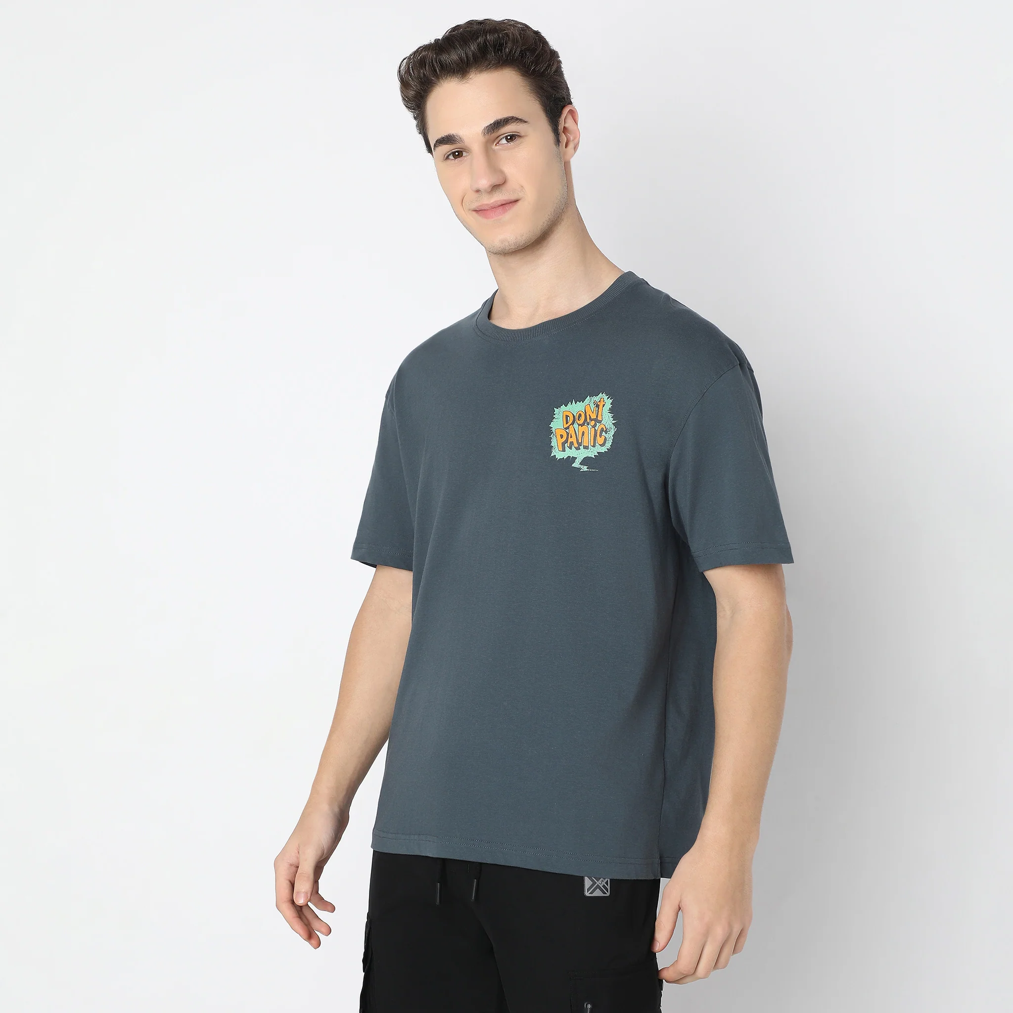 Oversize Graphic Crew Neck Slogan T-Shirt - Image 4