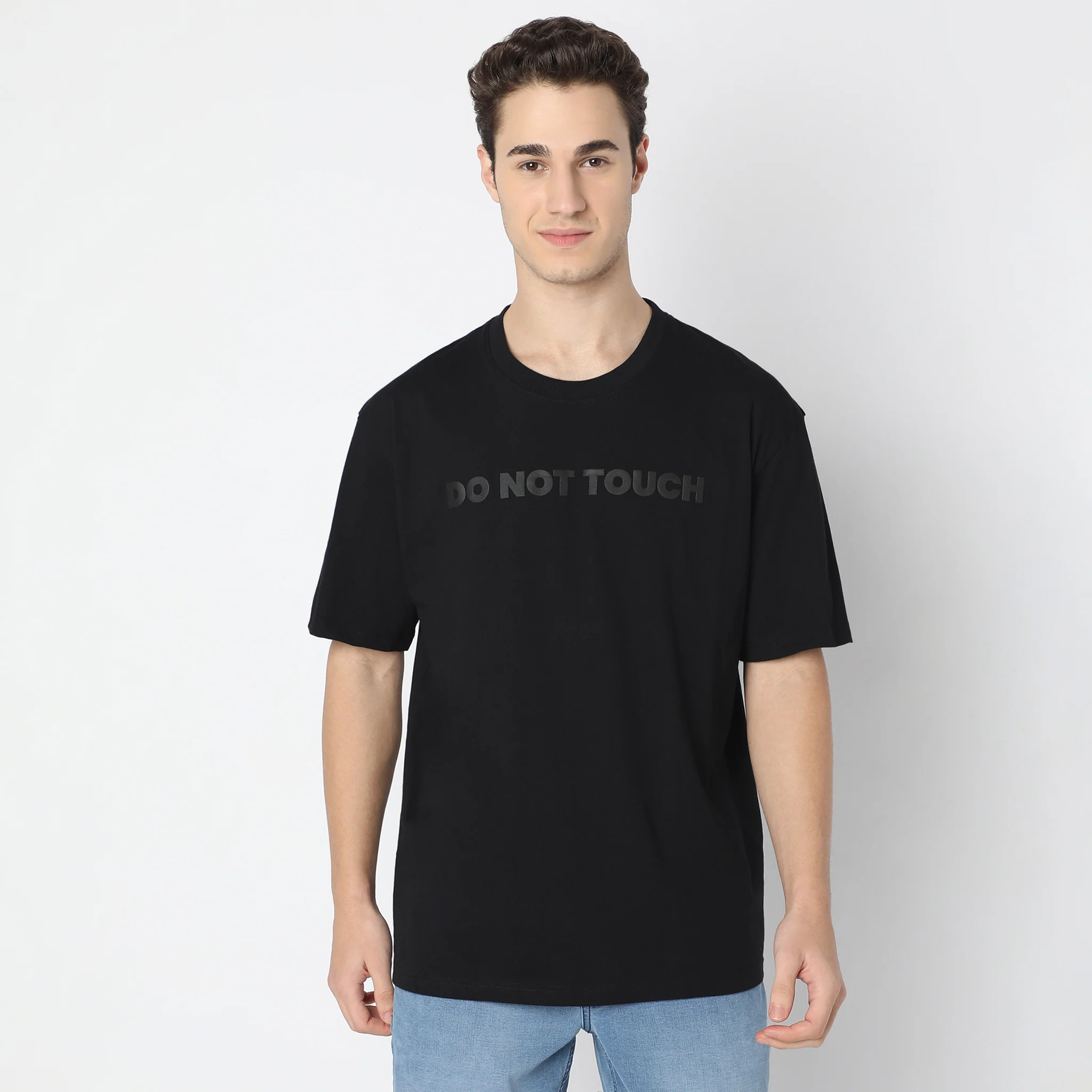 Graphic Oversize Crew Neck Slogan T-Shirt - Image 2
