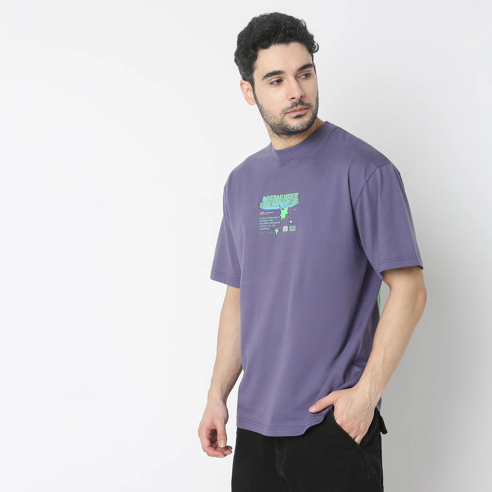 Trendy Oversize Graphic With Large Print At Back T-Shirt - Image 4