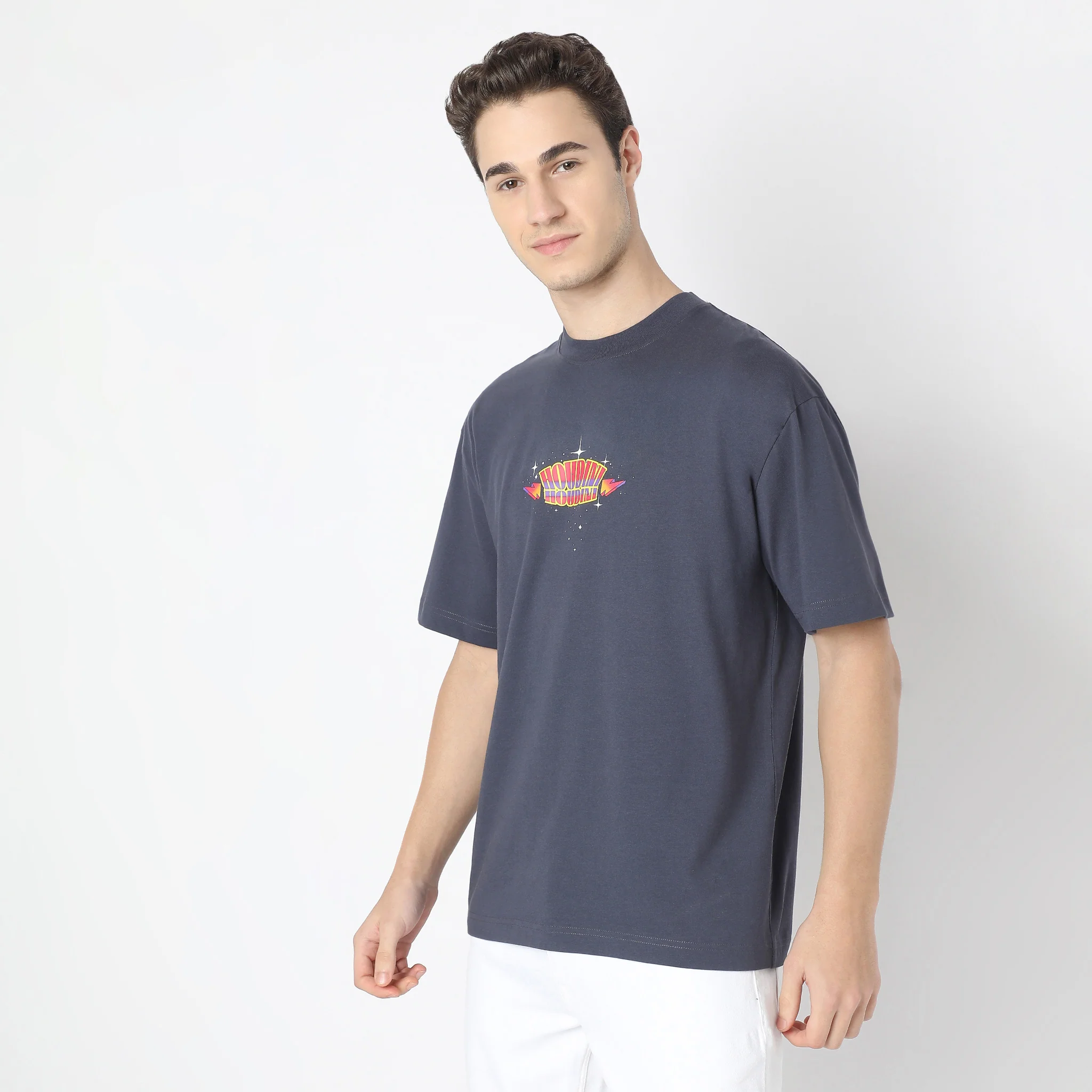 Oversize Graphic Crew Neck Karaoke Street Knit T-Shirt - Image 4