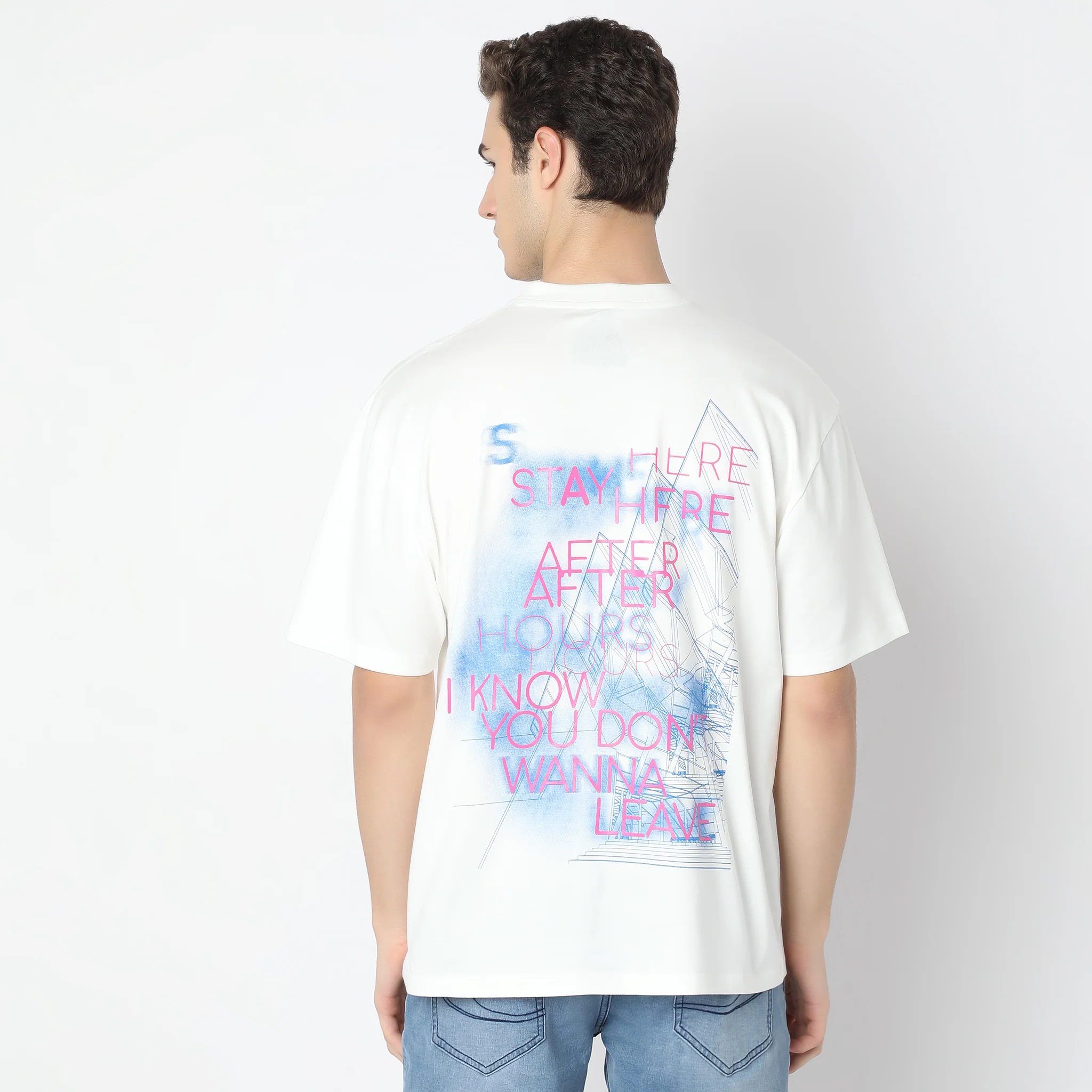 Oversize Graphic Crew Neck Karaoke Street Knit T-Shirt - Image 3