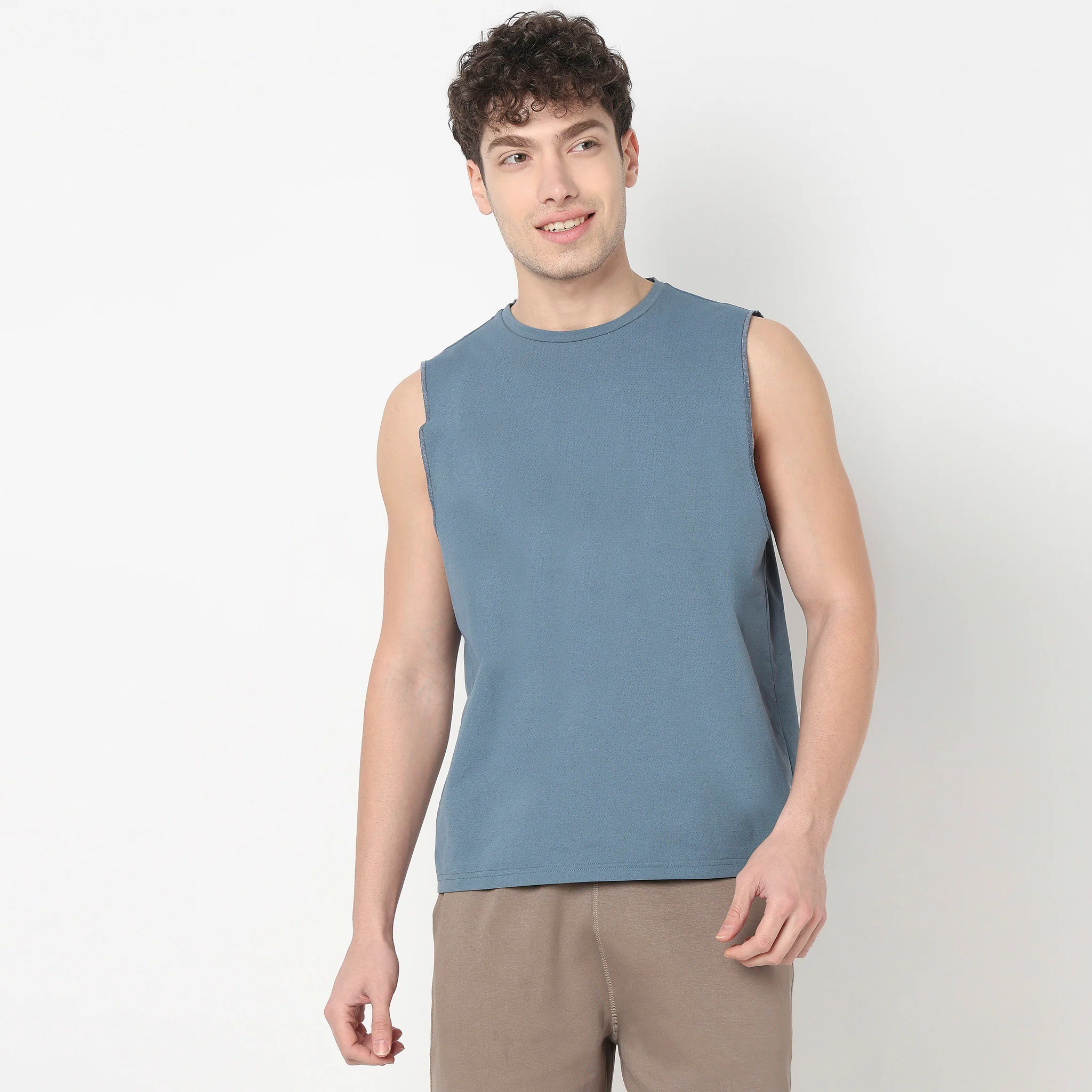 Oversize Jacquard Crew Neck Sleeveless T-Shirt - Image 2
