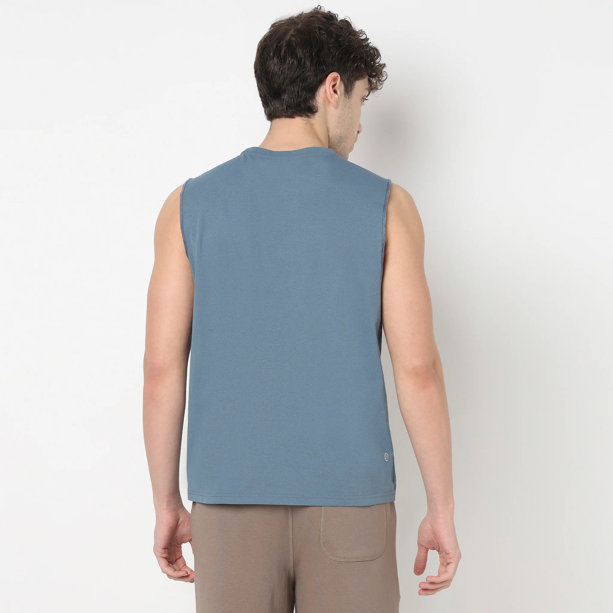 Oversize Jacquard Crew Neck Sleeveless T-Shirt - Image 3