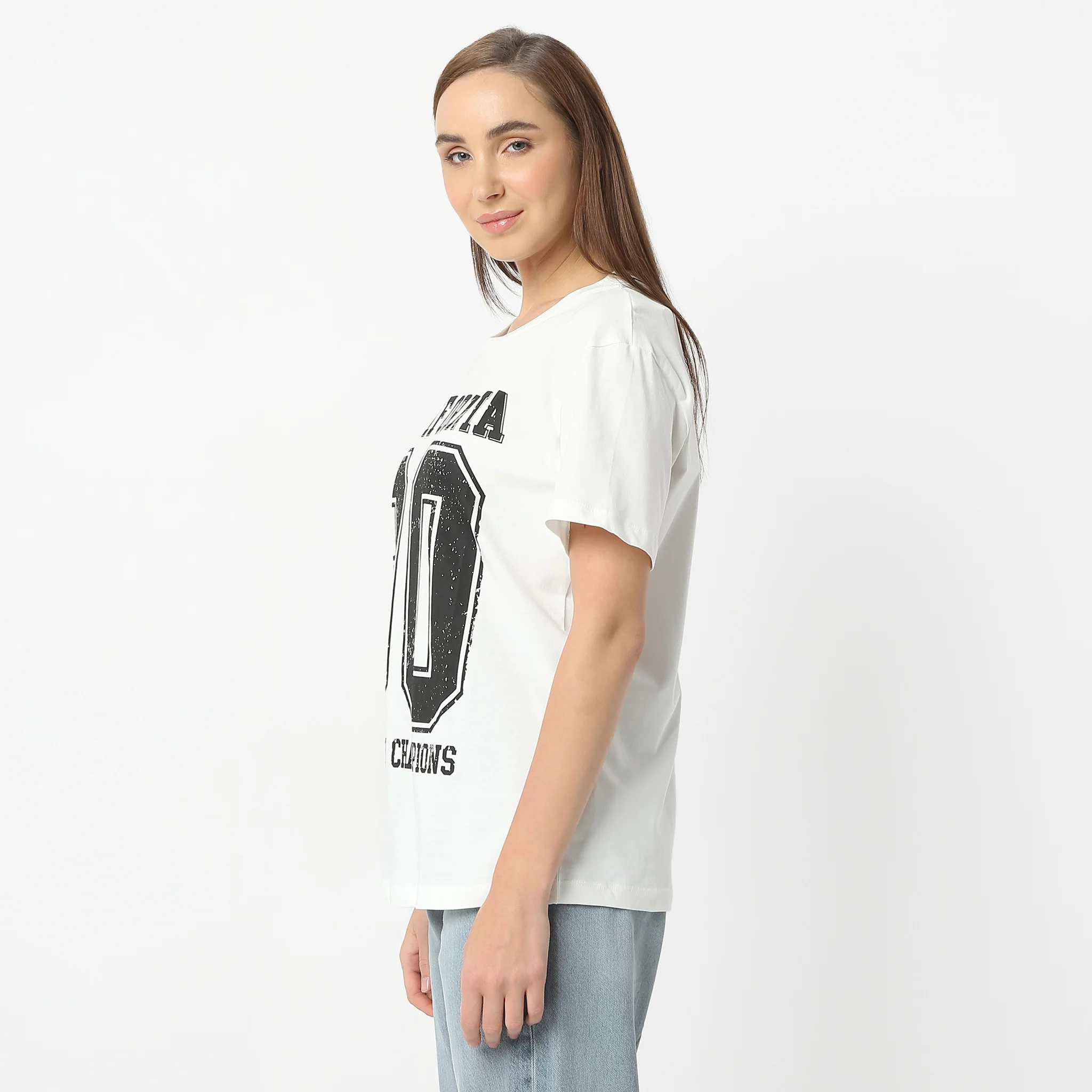 Oversize Printed Round Neck Short Sleeve T-Shirt - Image 4
