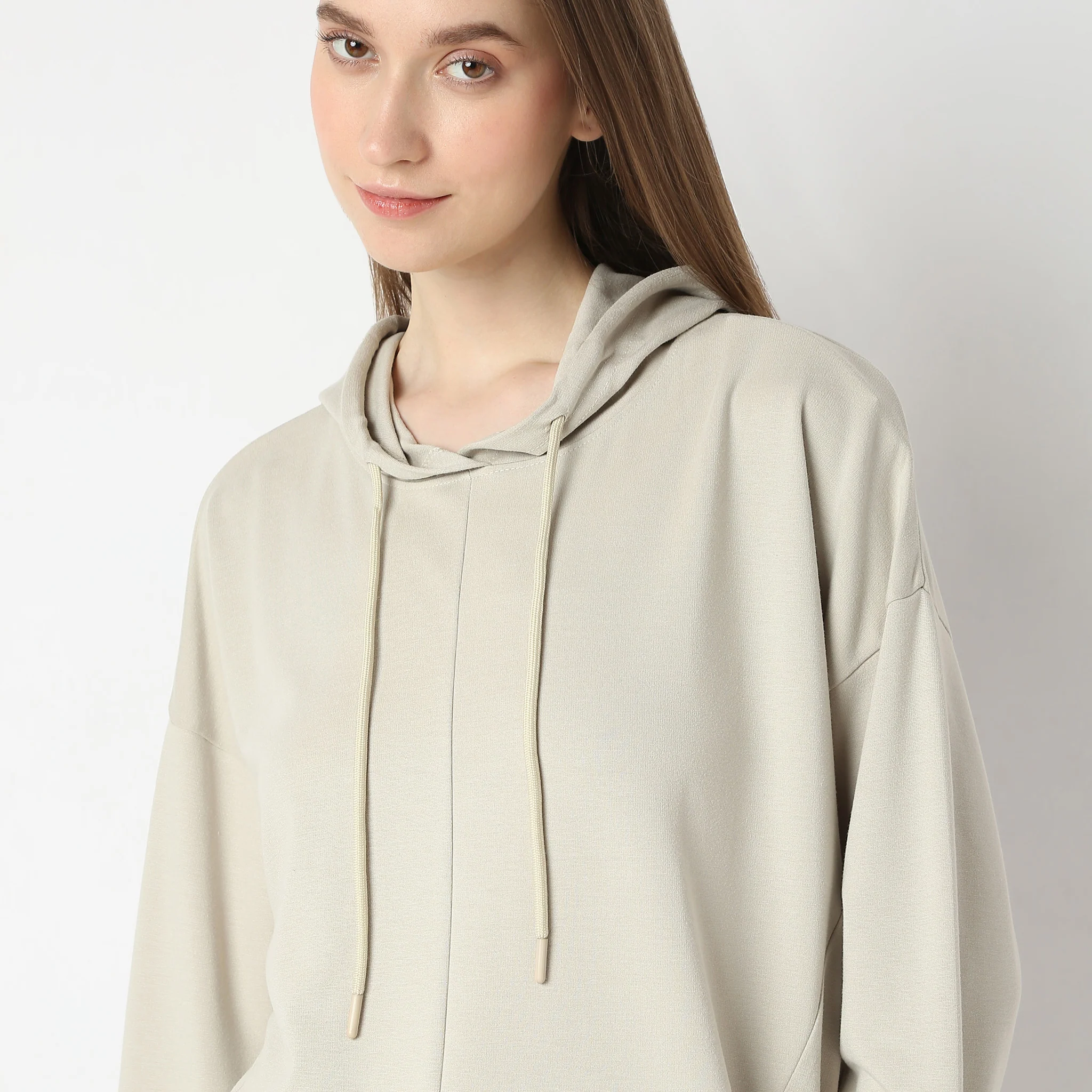 Oversize Casual Knit Smooth Sweat Tee - Image 4