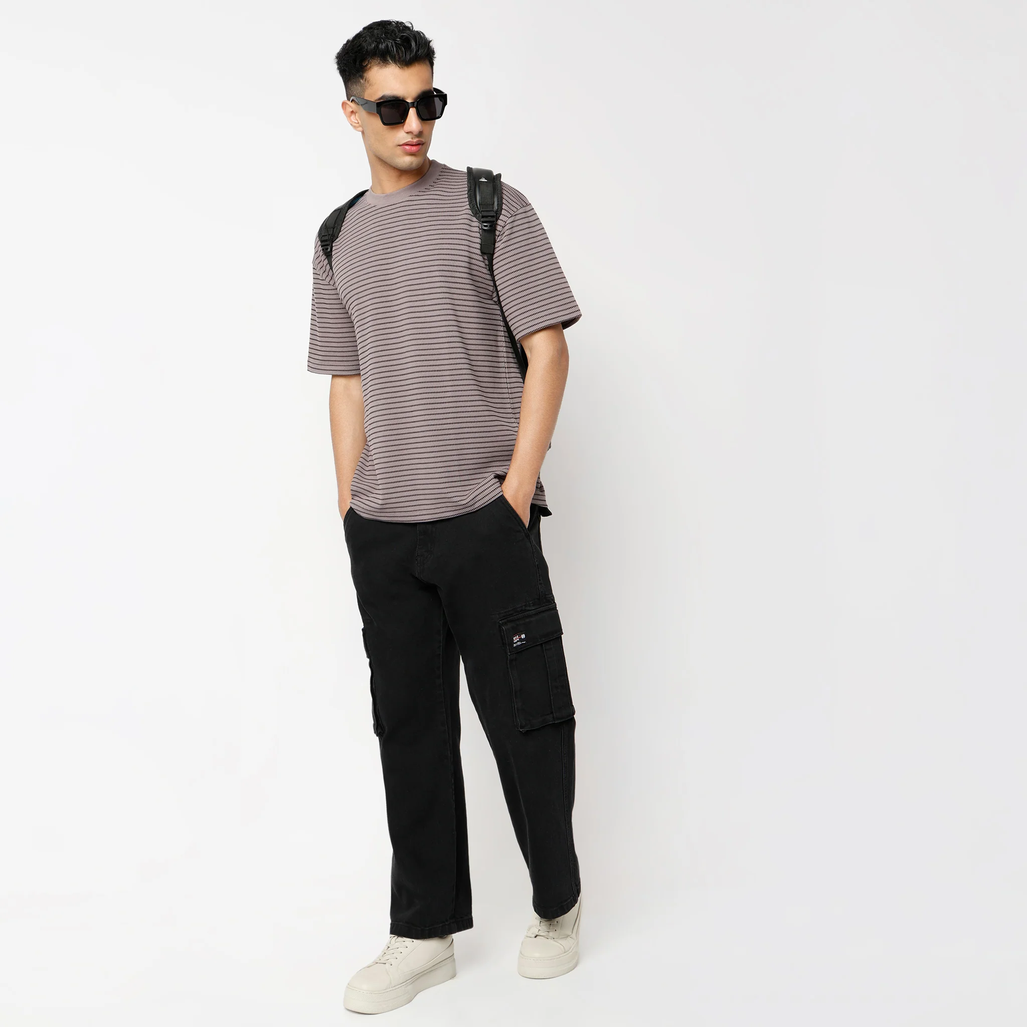 Oversize Striped Crew Neck Uniset T-Shirt