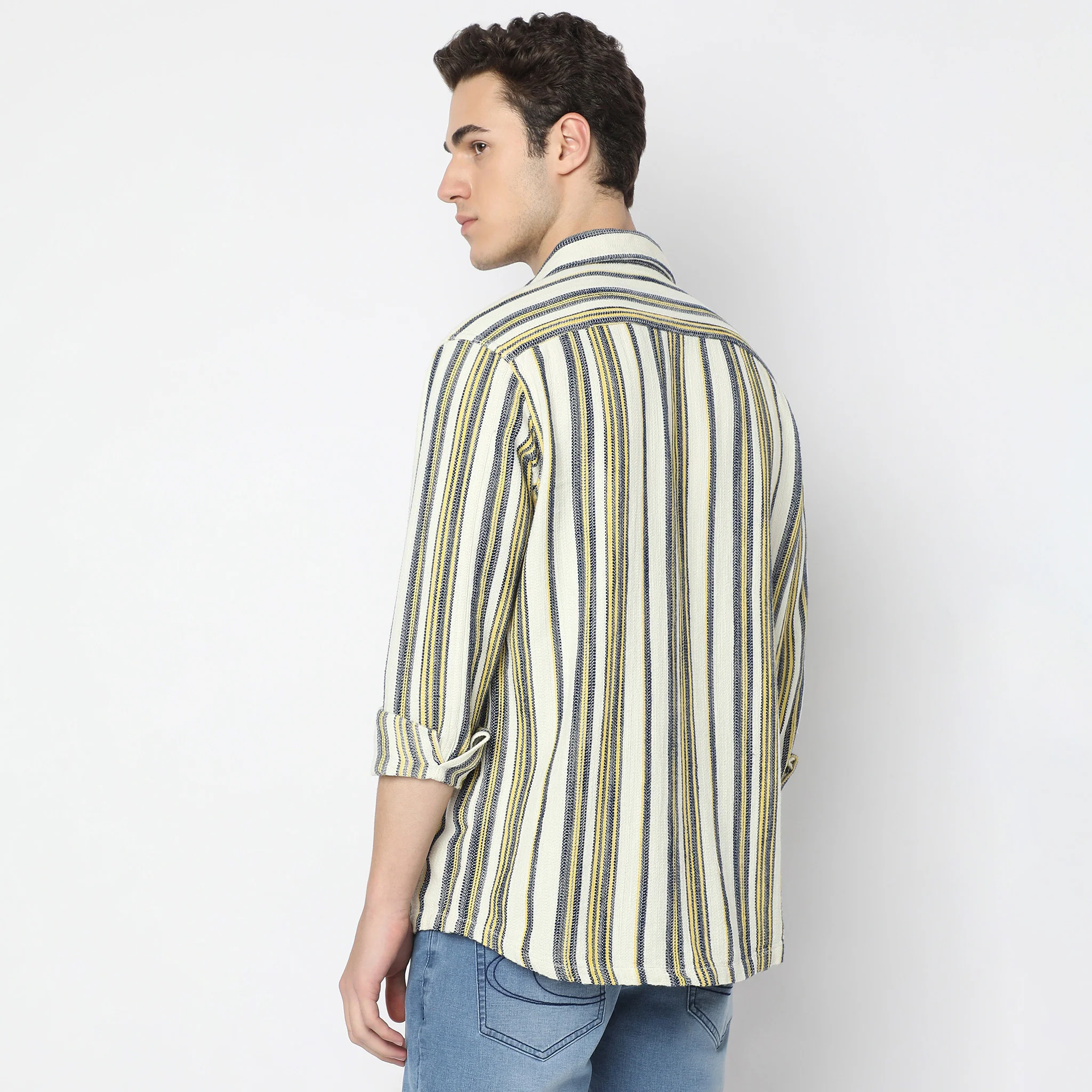 Oversize Striped Explorer Shacket Full Sleeve Shirt - Image 3