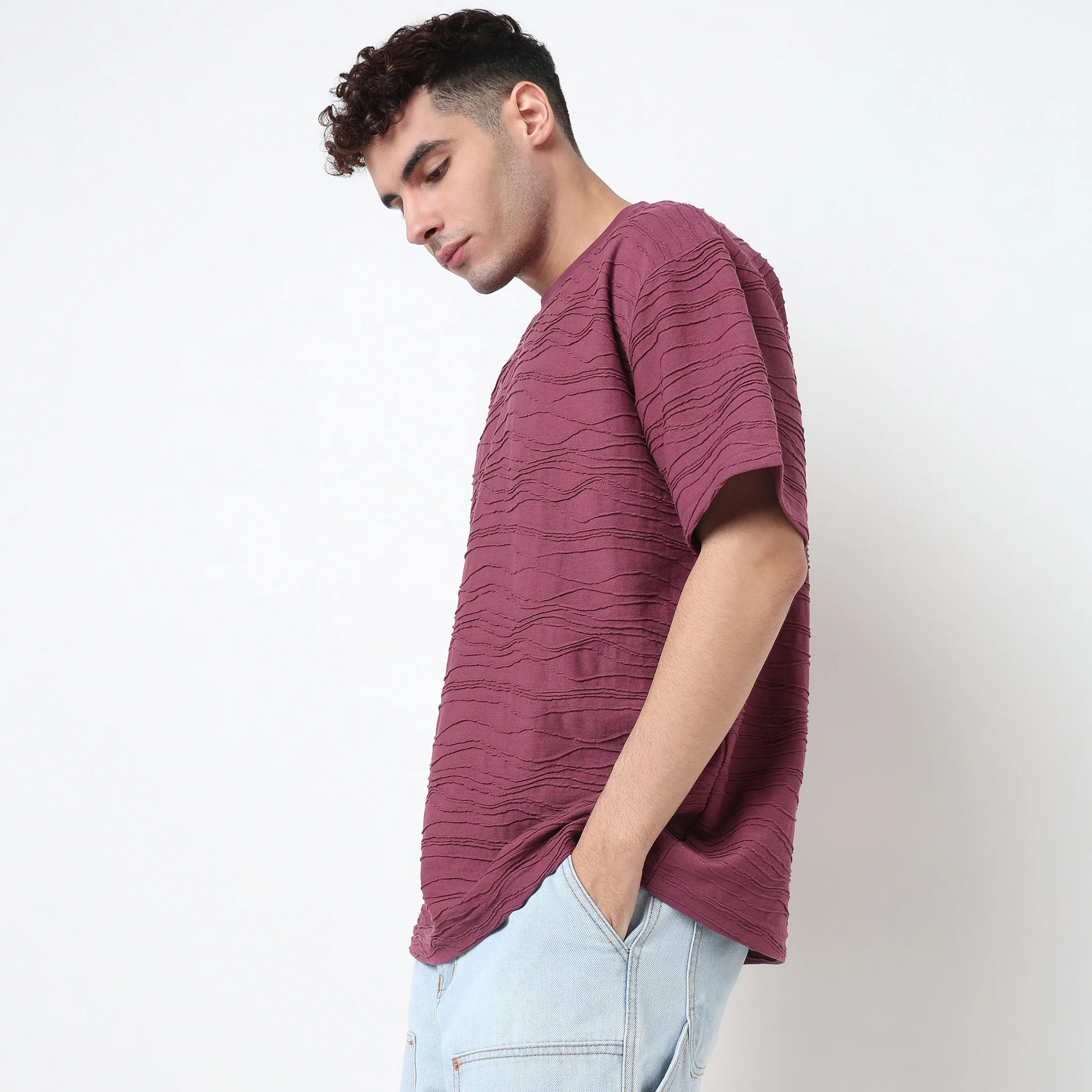 Crew Neck Structured Baggy T-Shirt - Image 10
