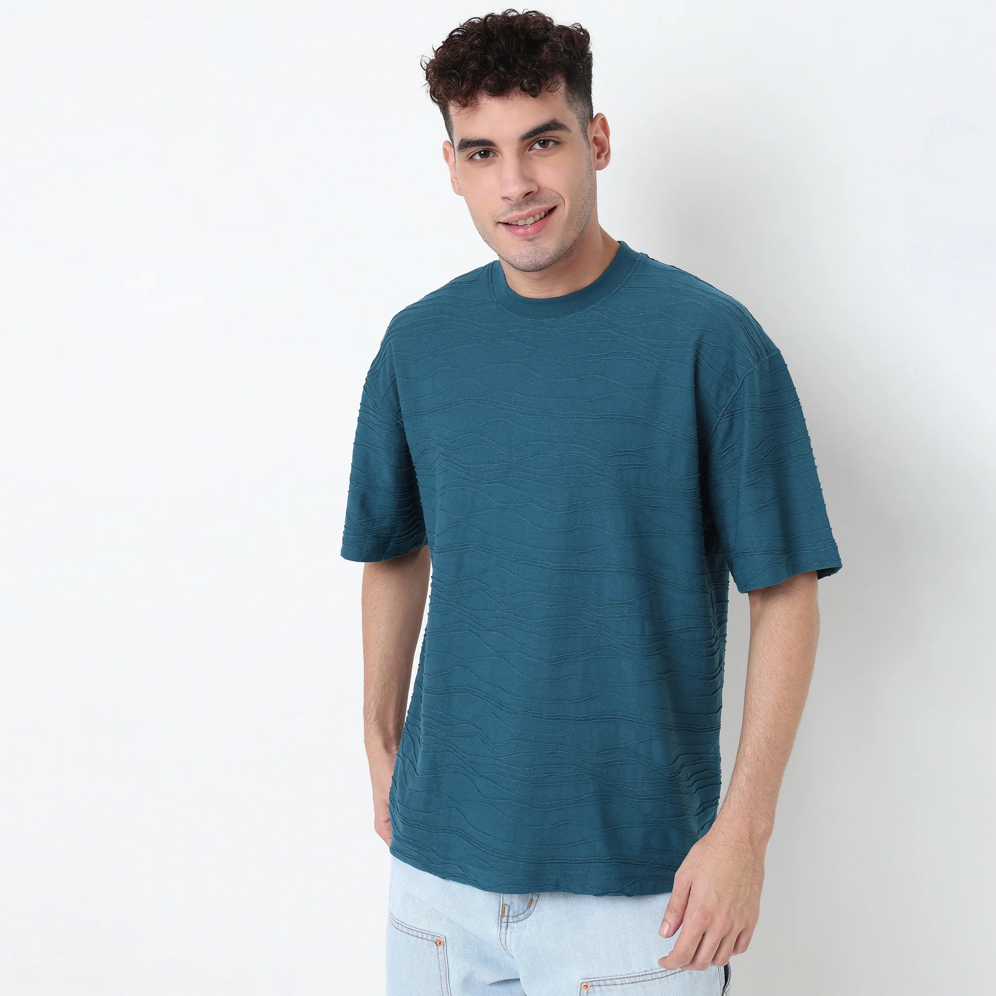 Crew Neck Structured Baggy T-Shirt - Image 2