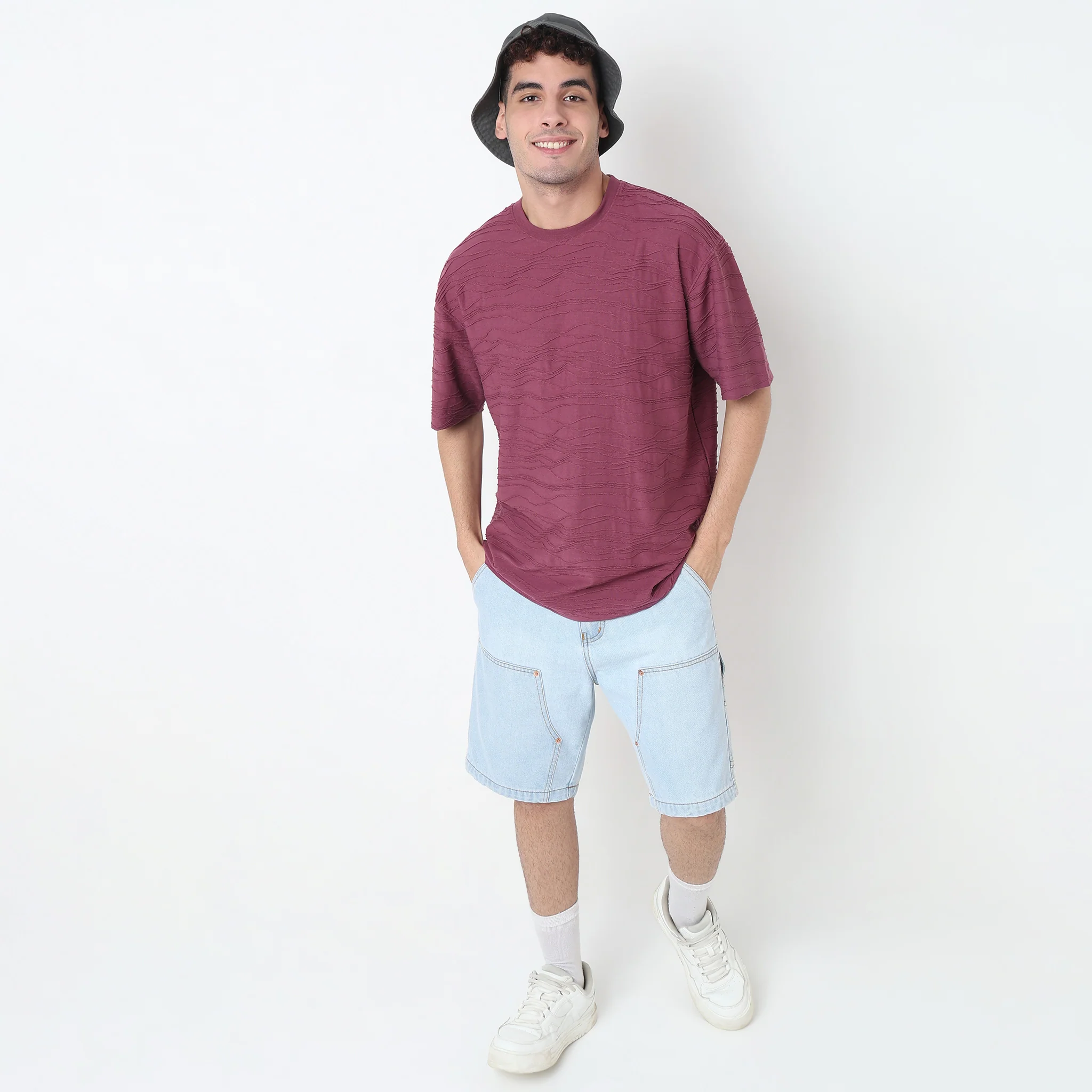 Crew Neck Structured Baggy T-Shirt - Image 6