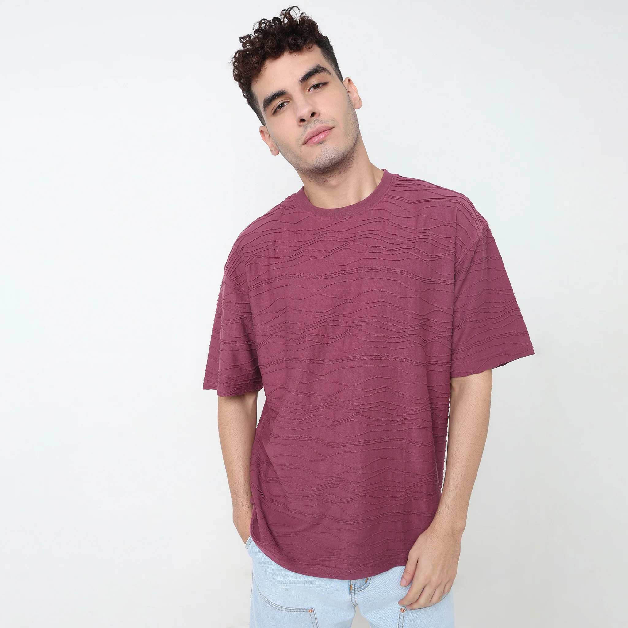 Crew Neck Structured Baggy T-Shirt - Image 7