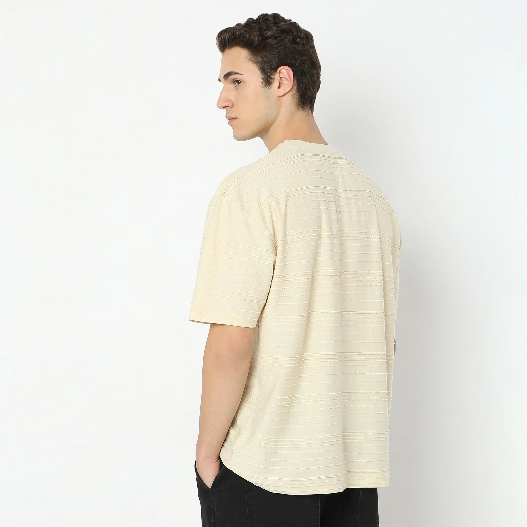 Oversize Structured Crew Neck Baggy T-Shirt - Image 13