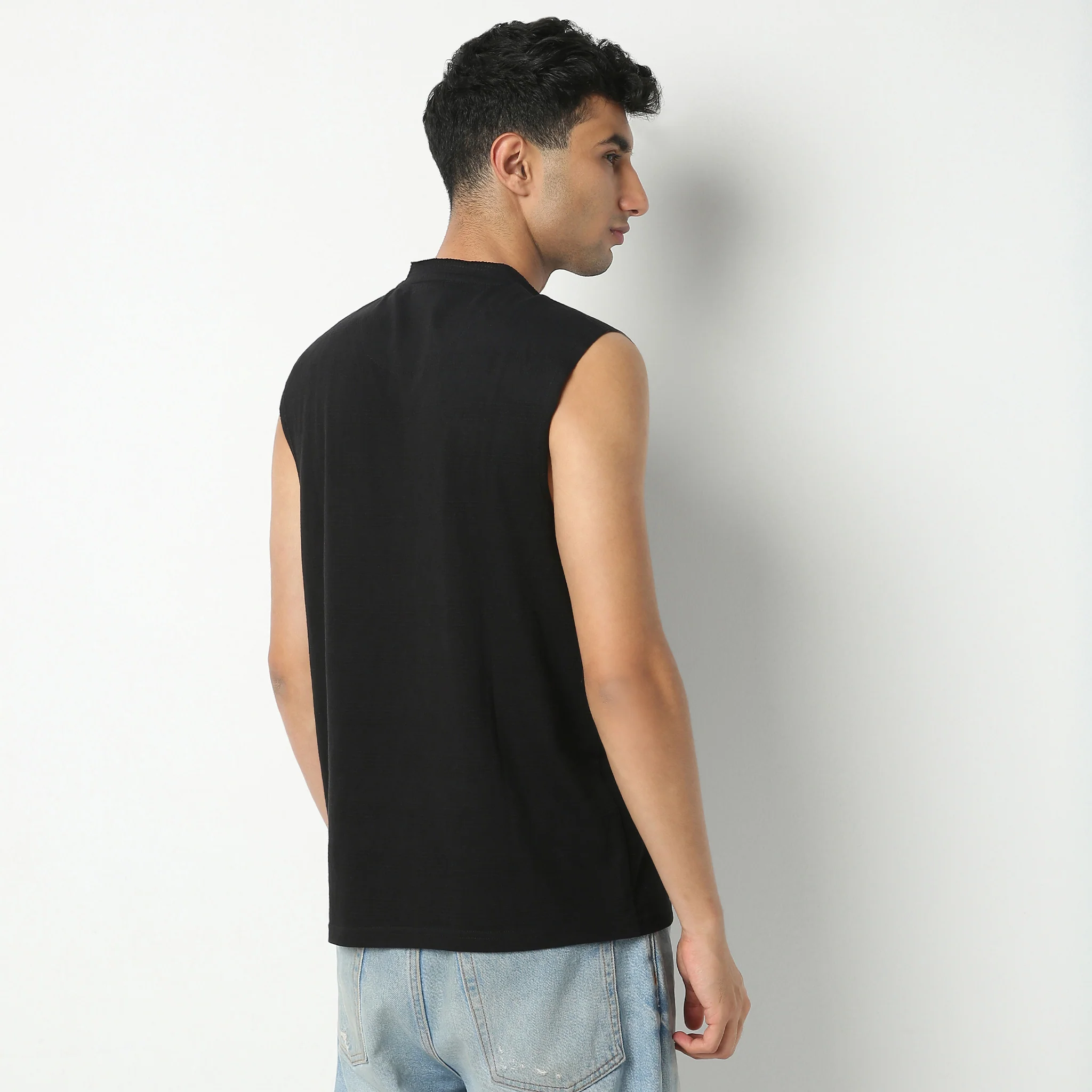 Oversize Structured Crew Neck Sleeveless Baggy T-Shirt - Image 13