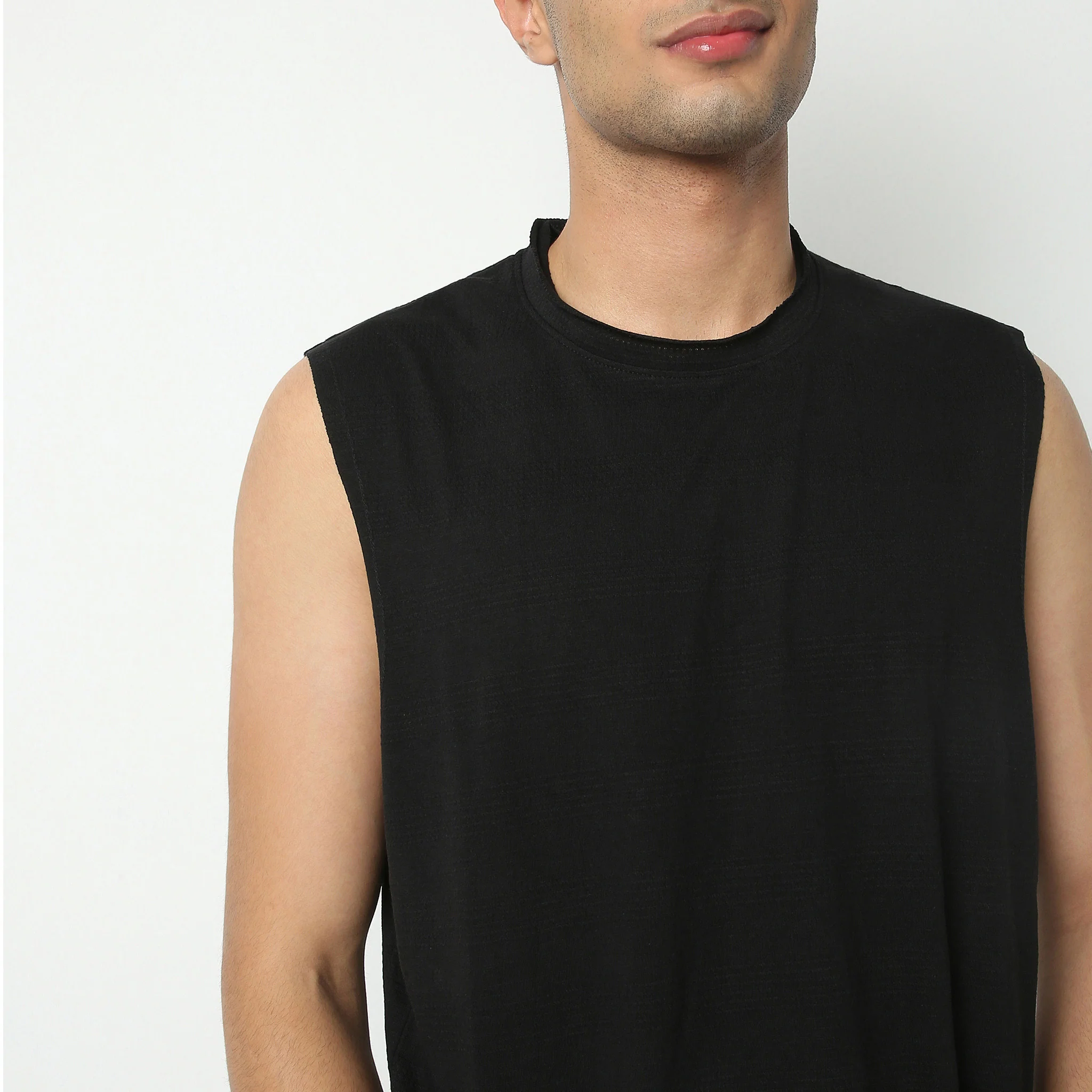 Oversize Structured Crew Neck Sleeveless Baggy T-Shirt - Image 15
