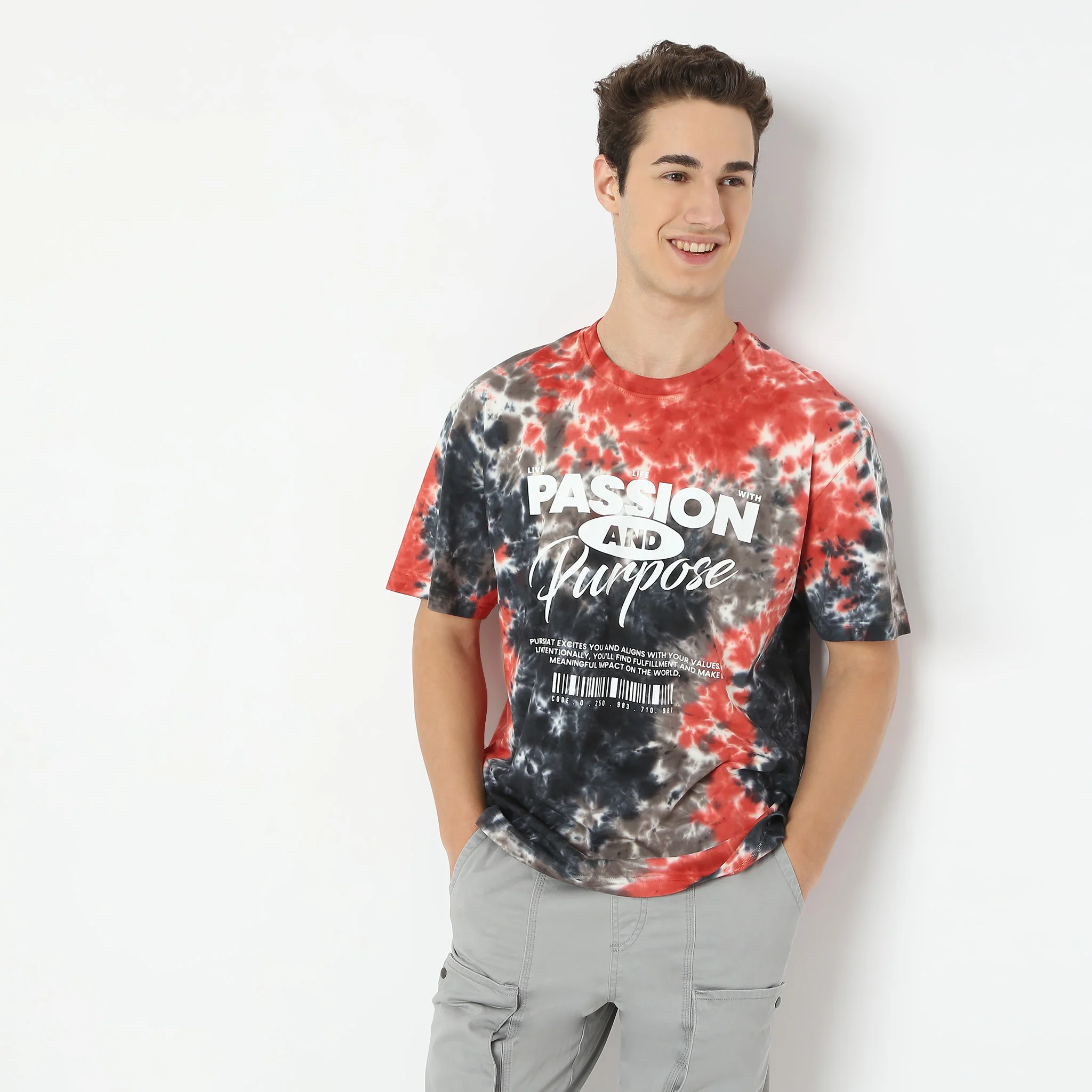 Oversize Tie - Dye Crew Neck T-Shirt - Image 2