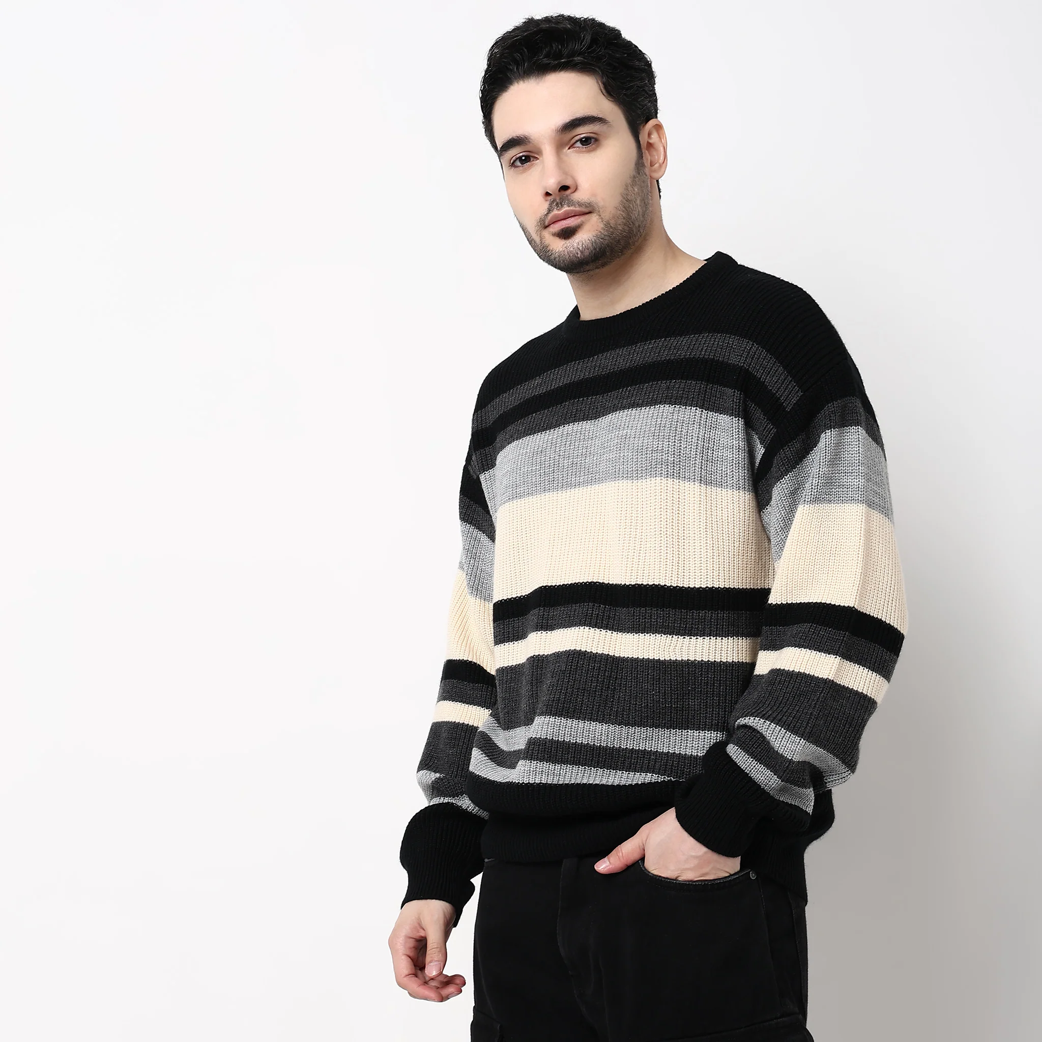 Oversize Winter Edit Striped Sweater - Image 5