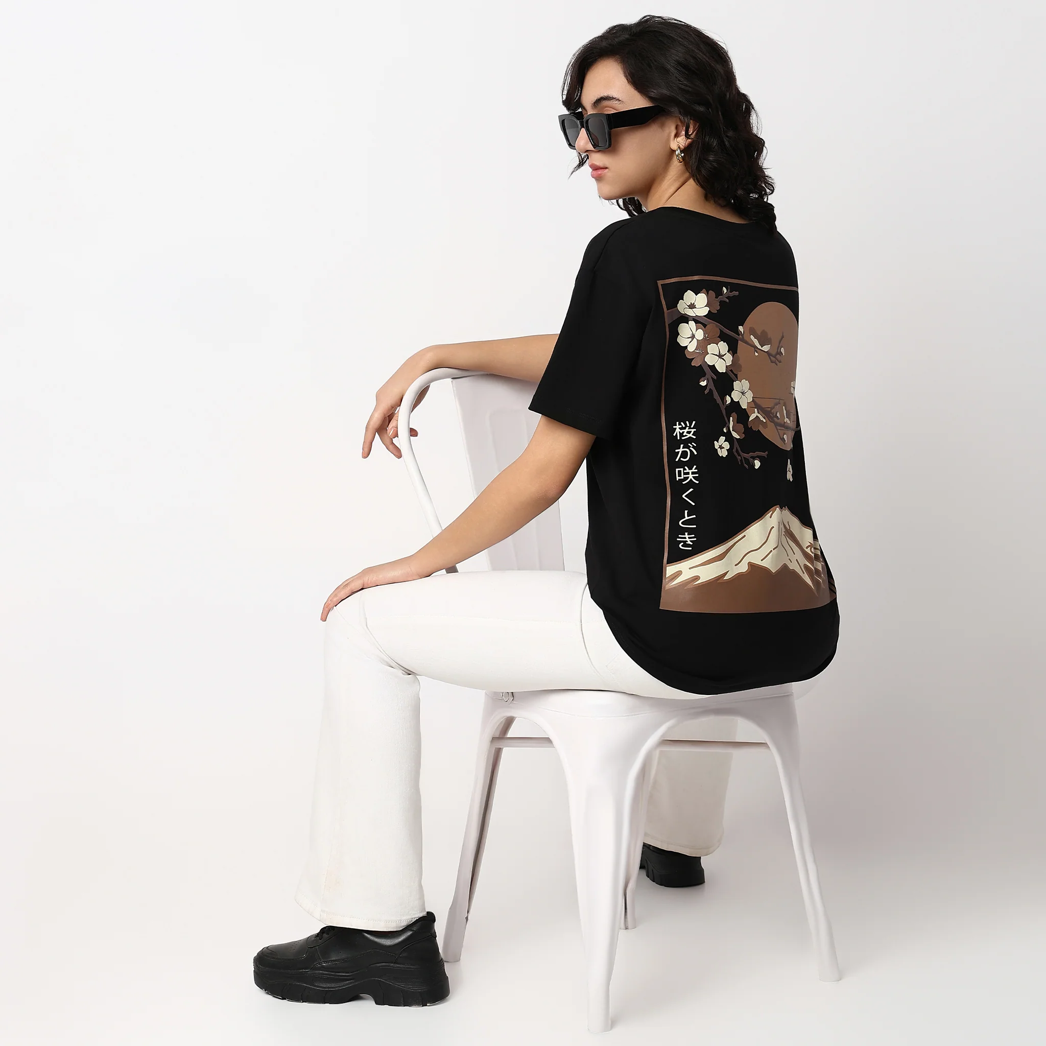 Oversized Front and Back Graphic Print T-Shirt
