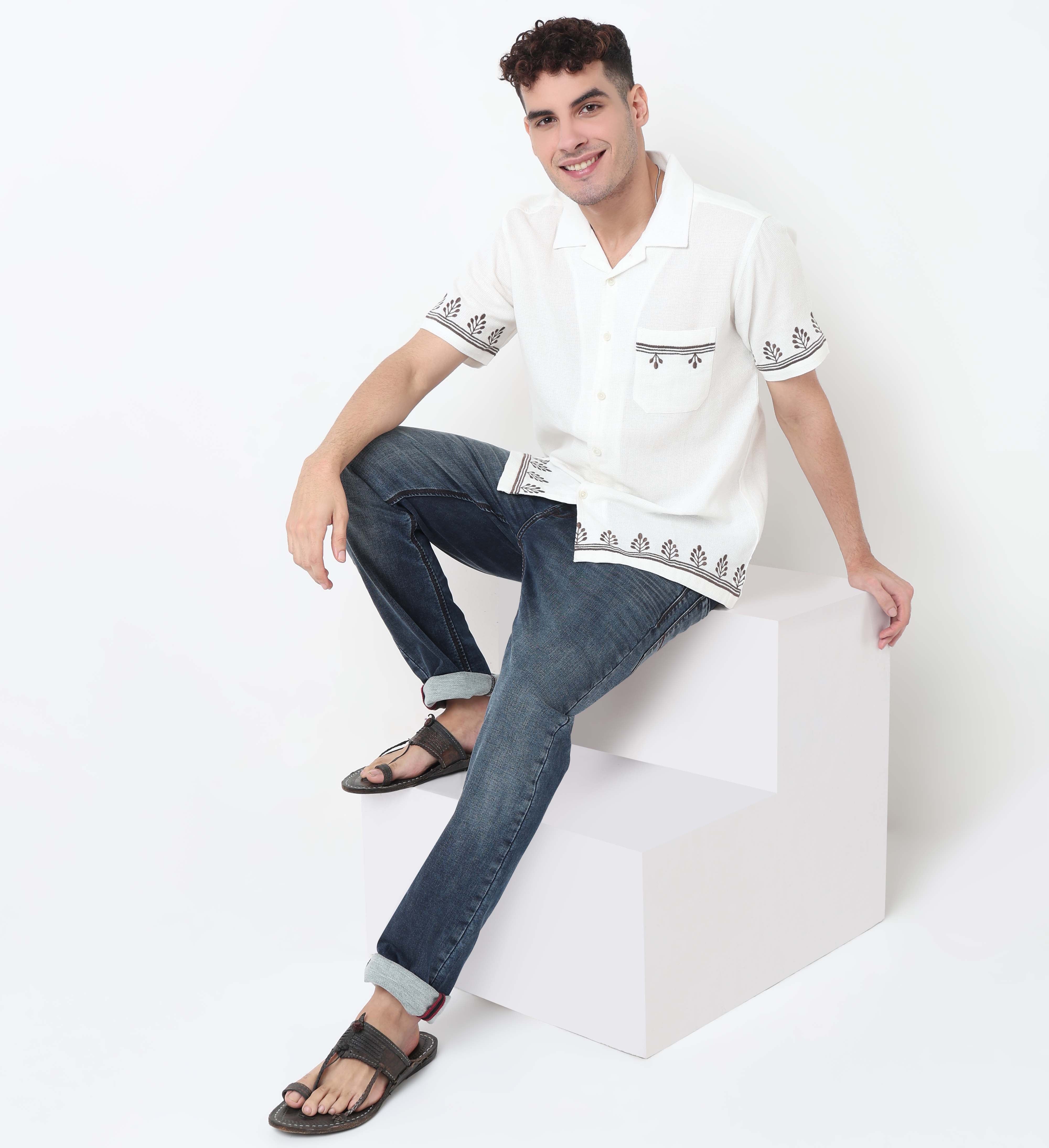 Placement Embroidery Cuban Shirt