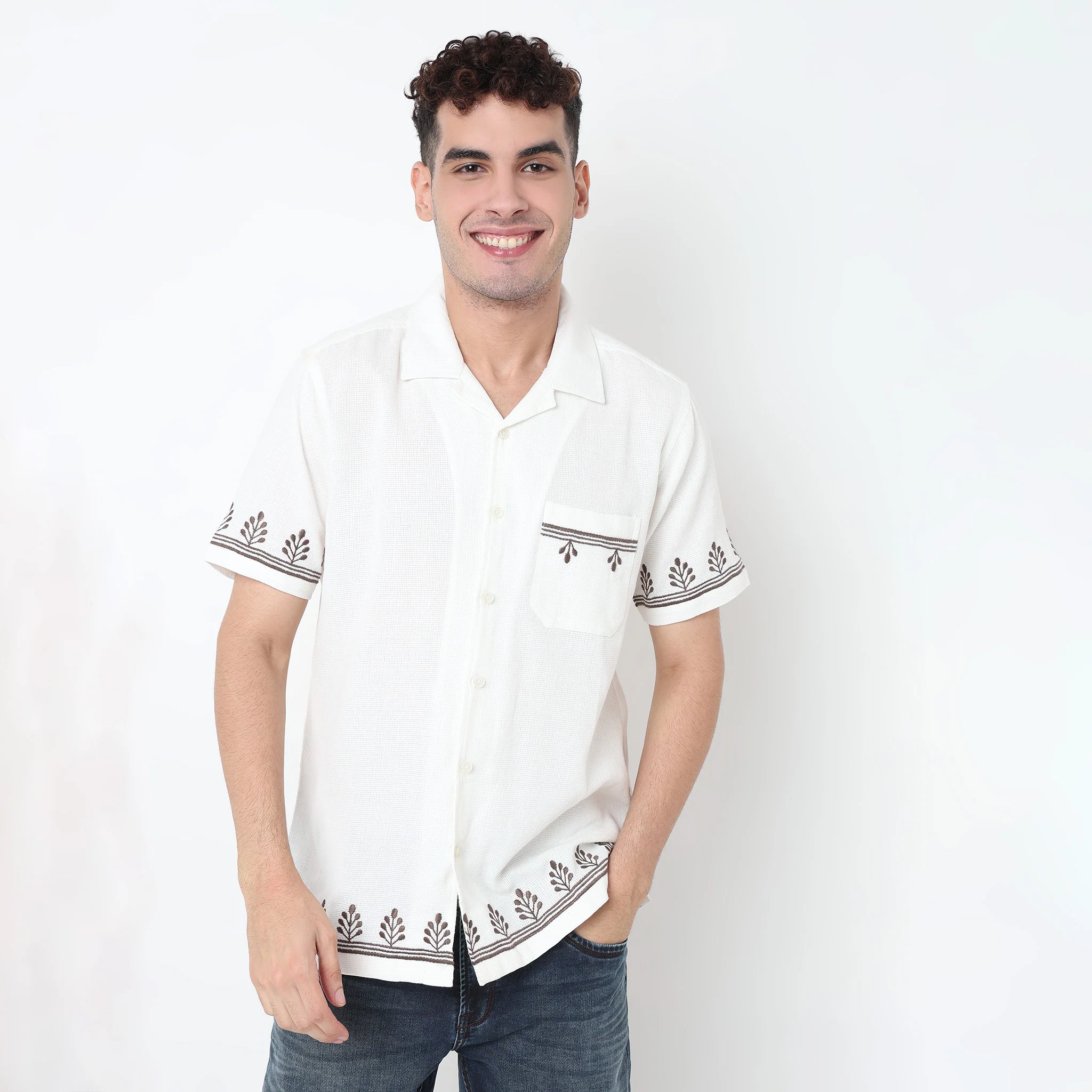 Placement Embroidery Cuban Shirt - Image 2