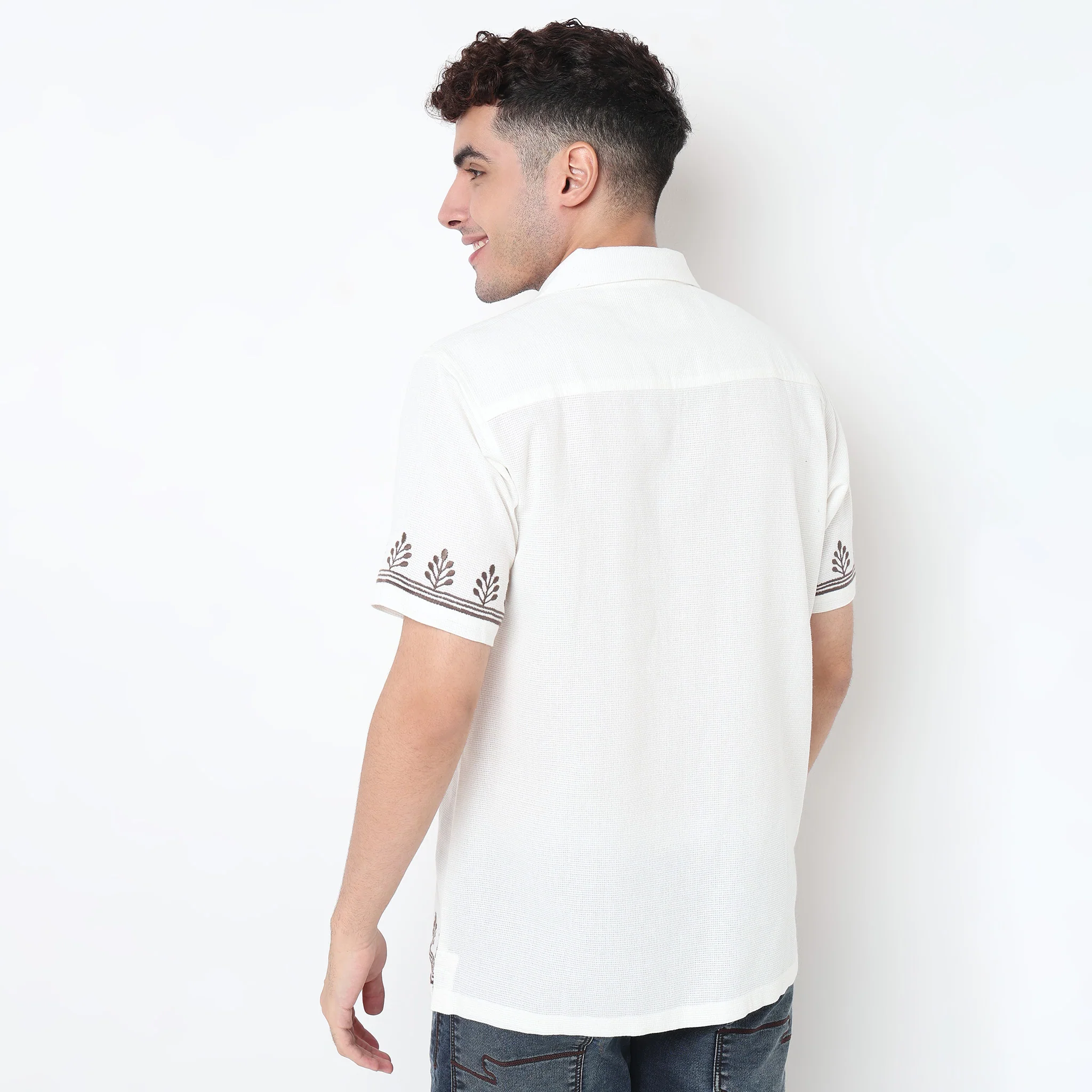Placement Embroidery Cuban Shirt - Image 3