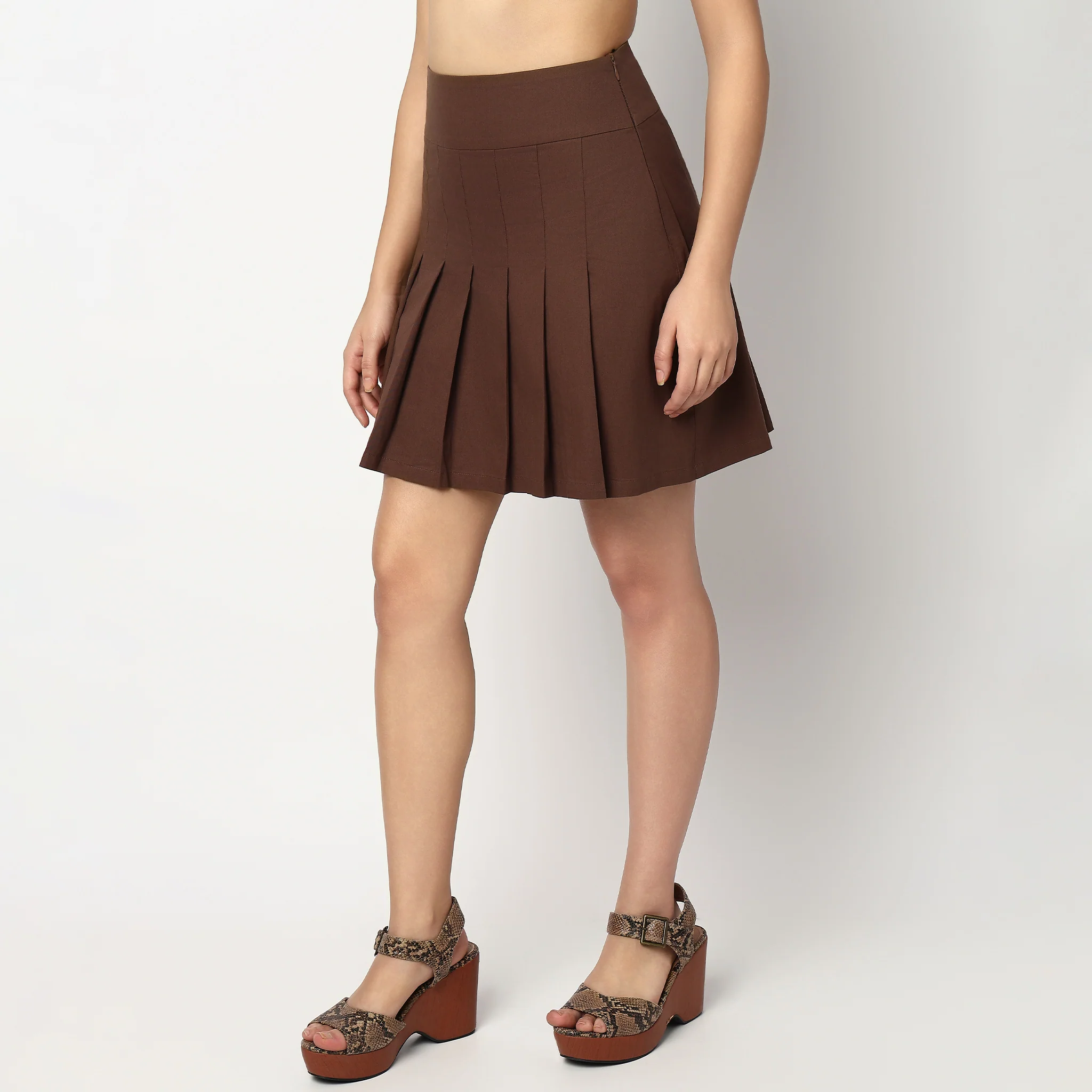 Pleated Cotton Short Skirt - Image 5