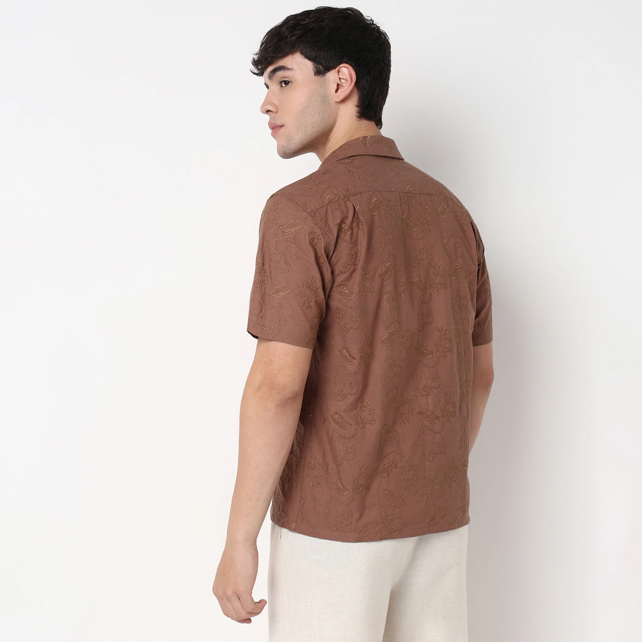 Point Down Schiffli Cotton Shirt - Image 3