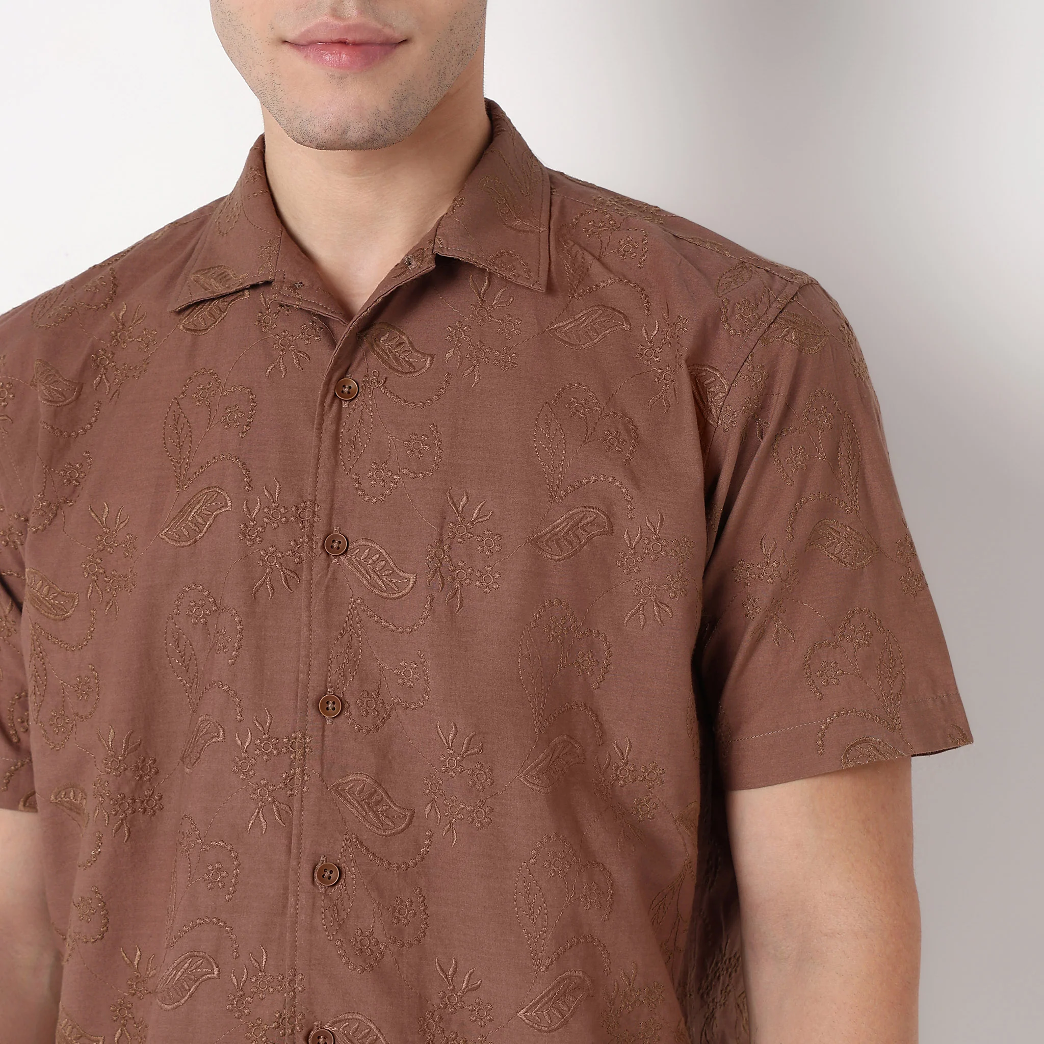 Point Down Schiffli Cotton Shirt - Image 4