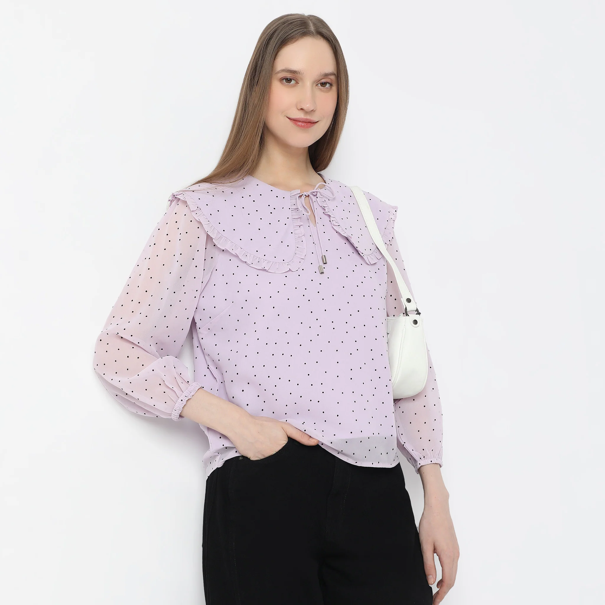 Polka Dot Peter Pan Collar Top