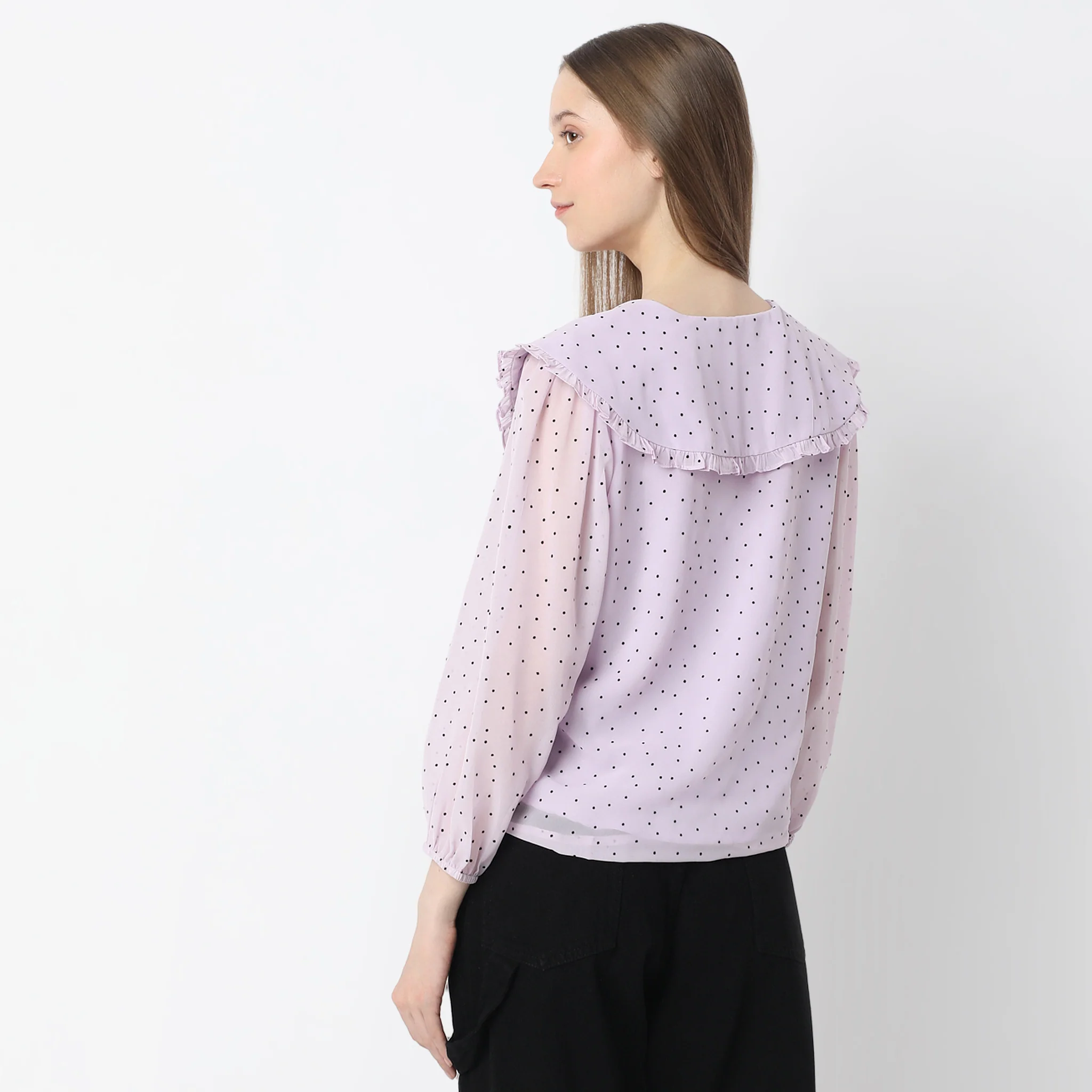 Polka Dot Peter Pan Collar Top - Image 3