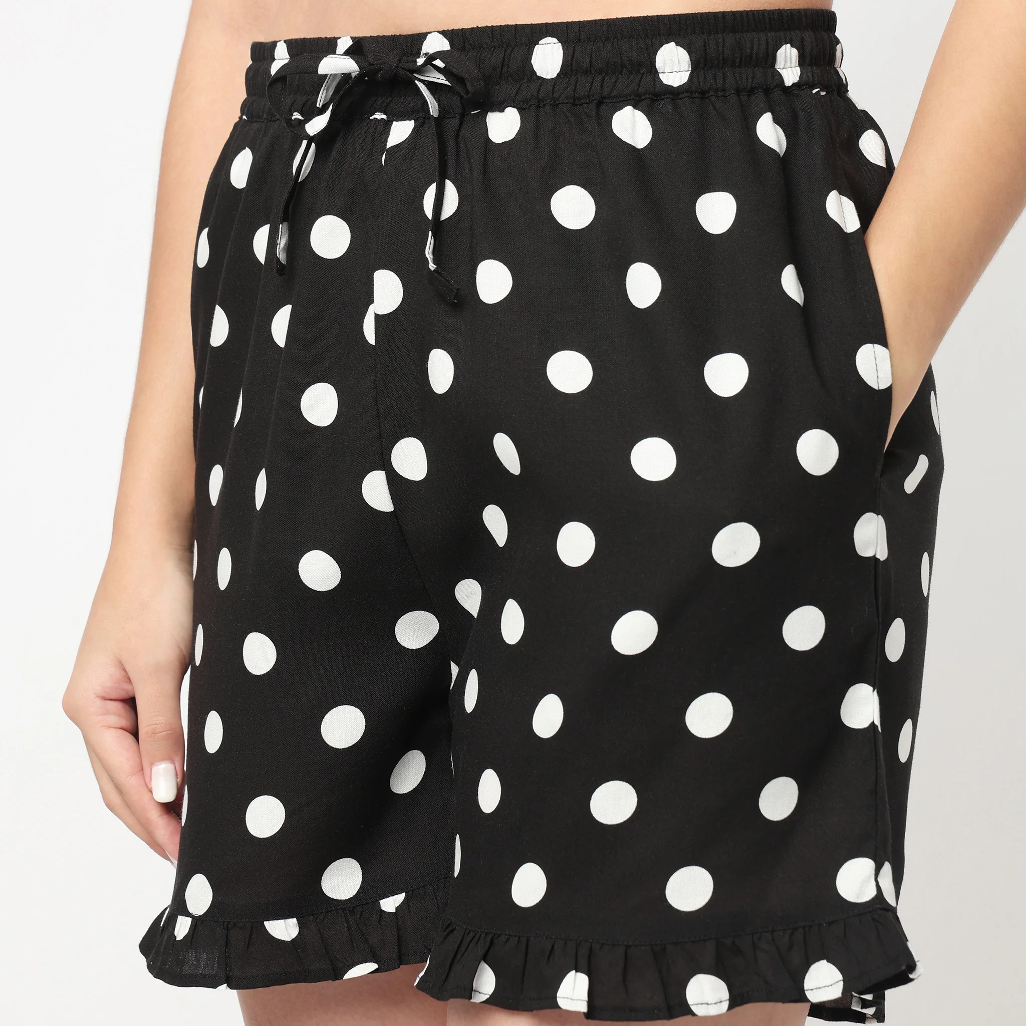 Polka Dot Print Frill Shorts - Image 4