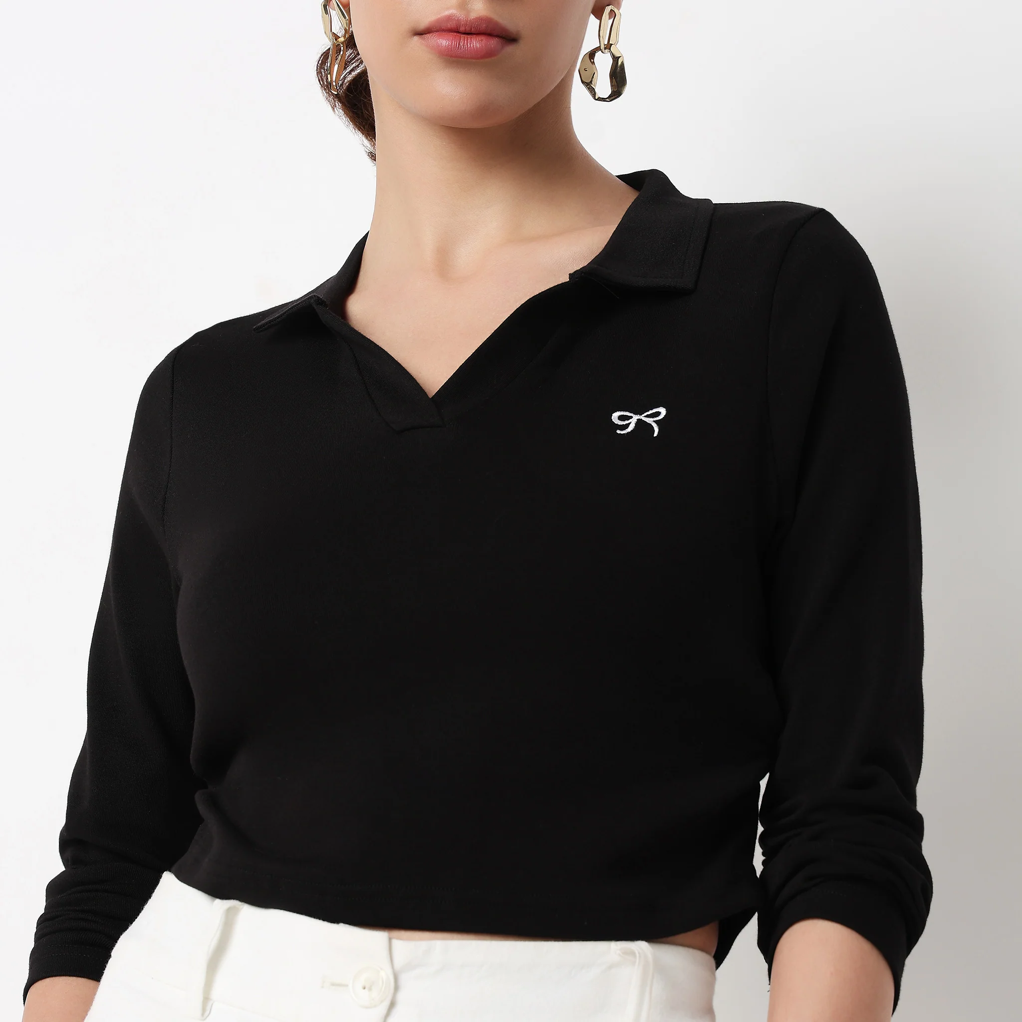 Polo Neck Crop T-Shirt - Image 4