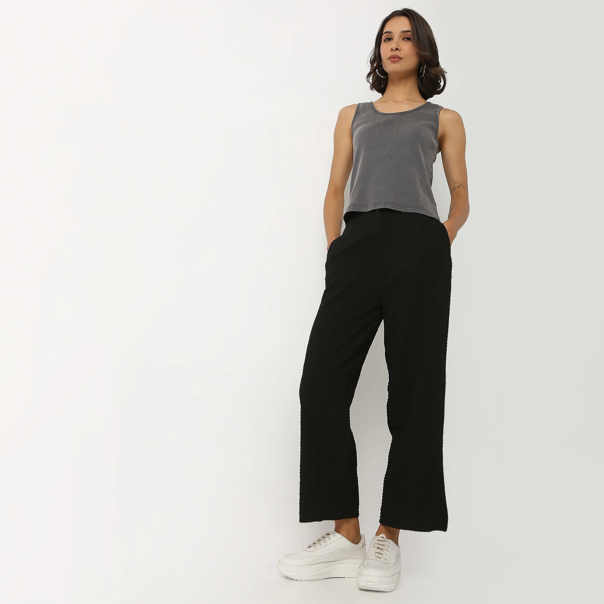 Solid Ankle Length Pants
