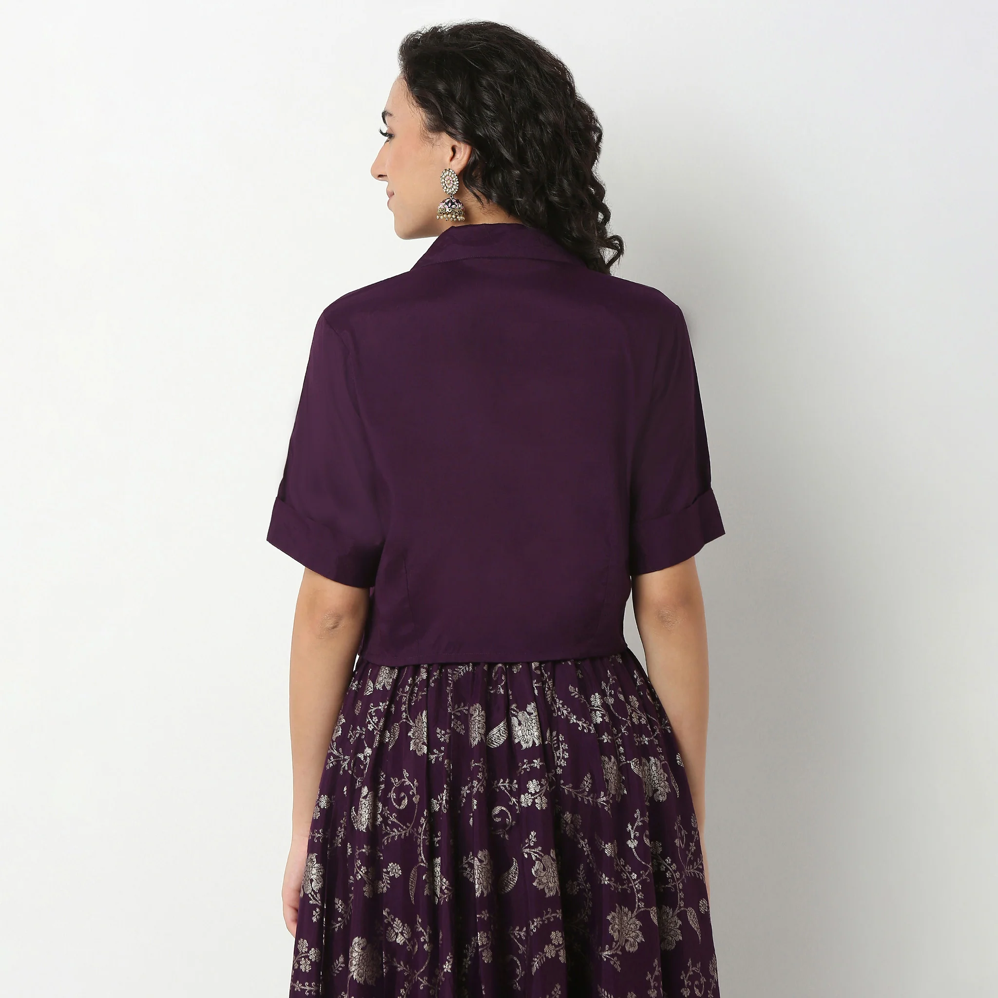 Crop Shirt with Lapel Collar - Image 3