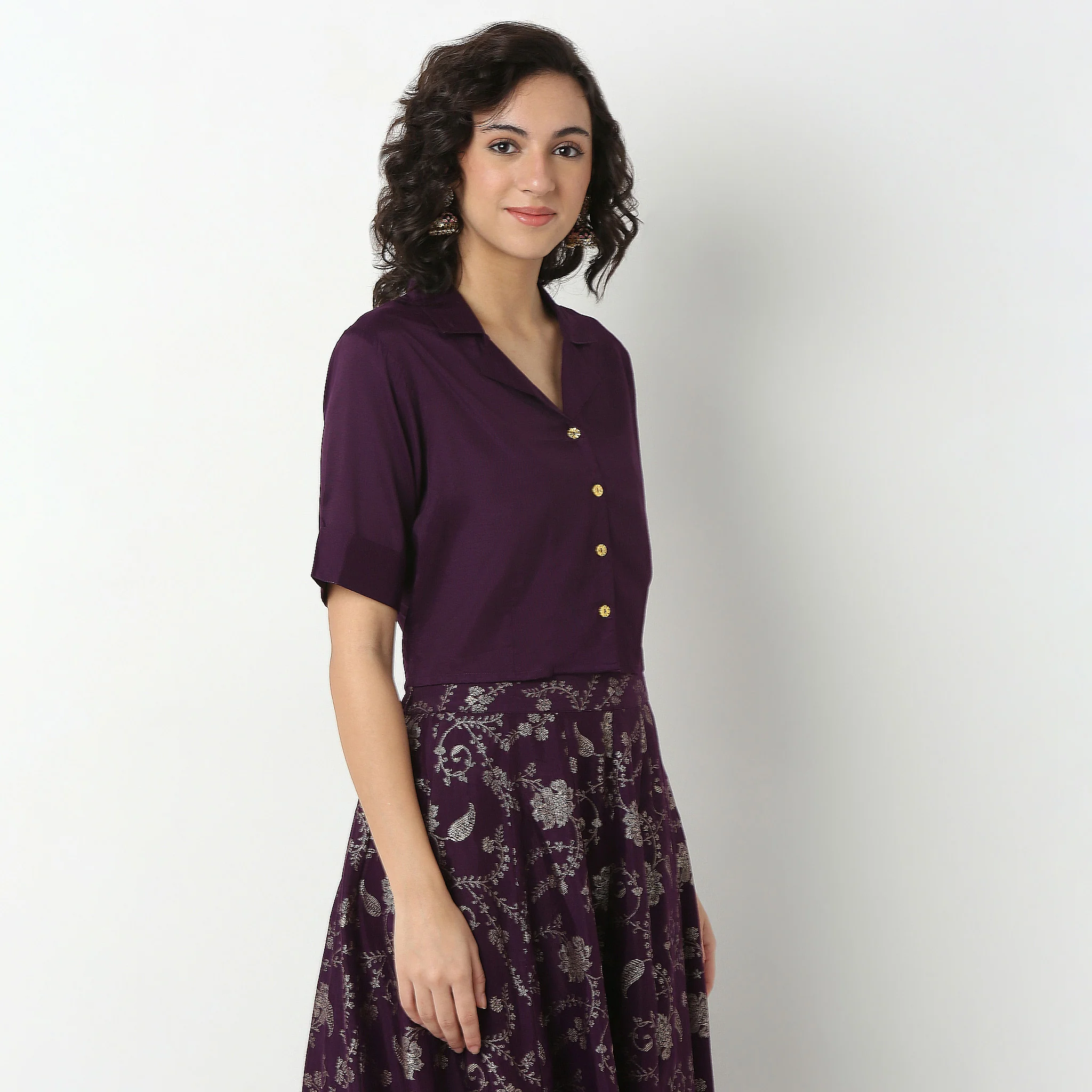 Crop Shirt with Lapel Collar - Image 5