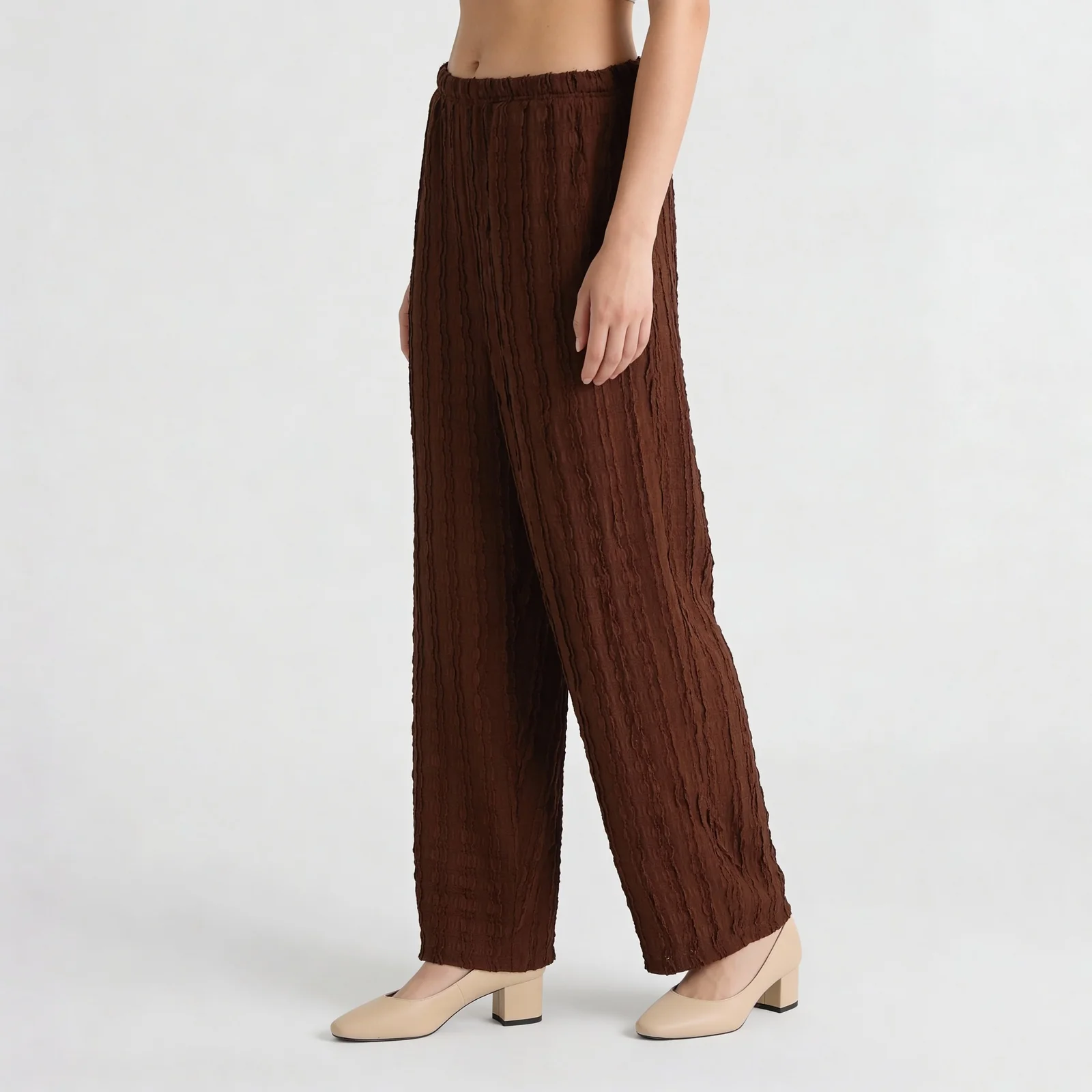 Textured High Rise Relaxed Fit Palazzo - Image 10