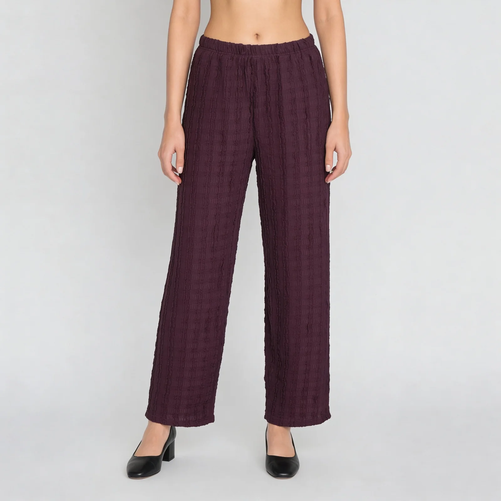 Textured High Rise Relaxed Fit Palazzo - Image 2