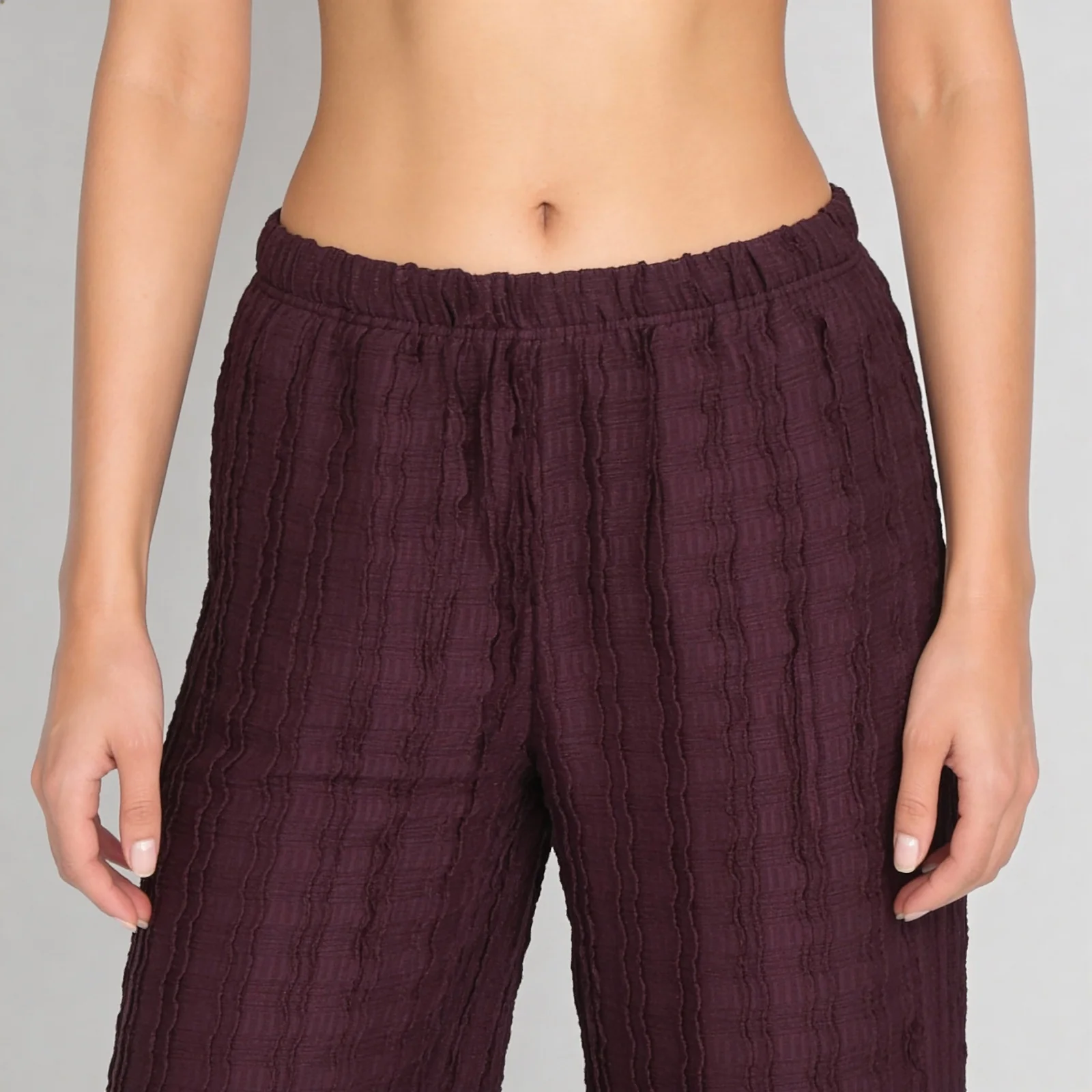 Textured High Rise Relaxed Fit Palazzo - Image 4