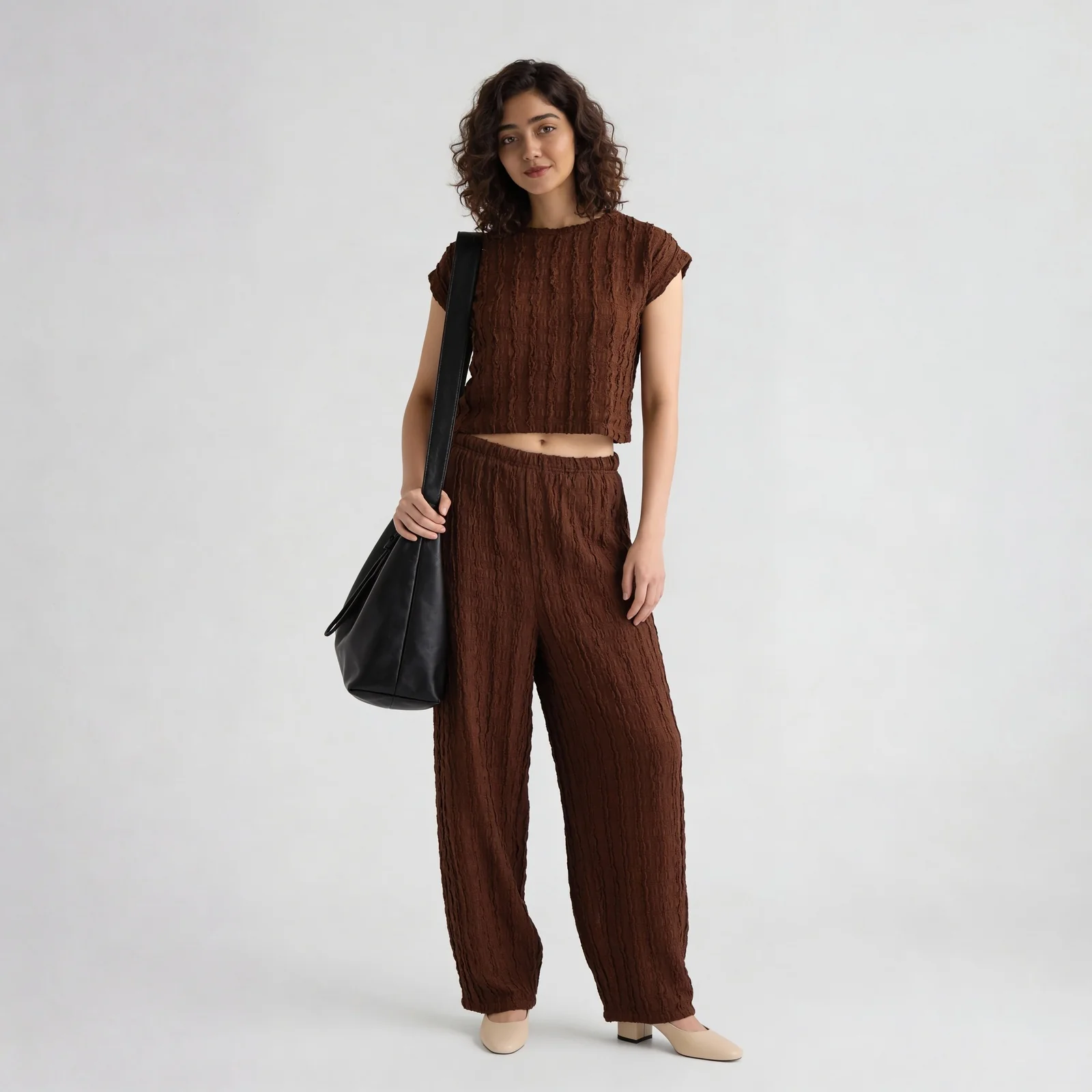 Textured High Rise Relaxed Fit Palazzo - Image 6