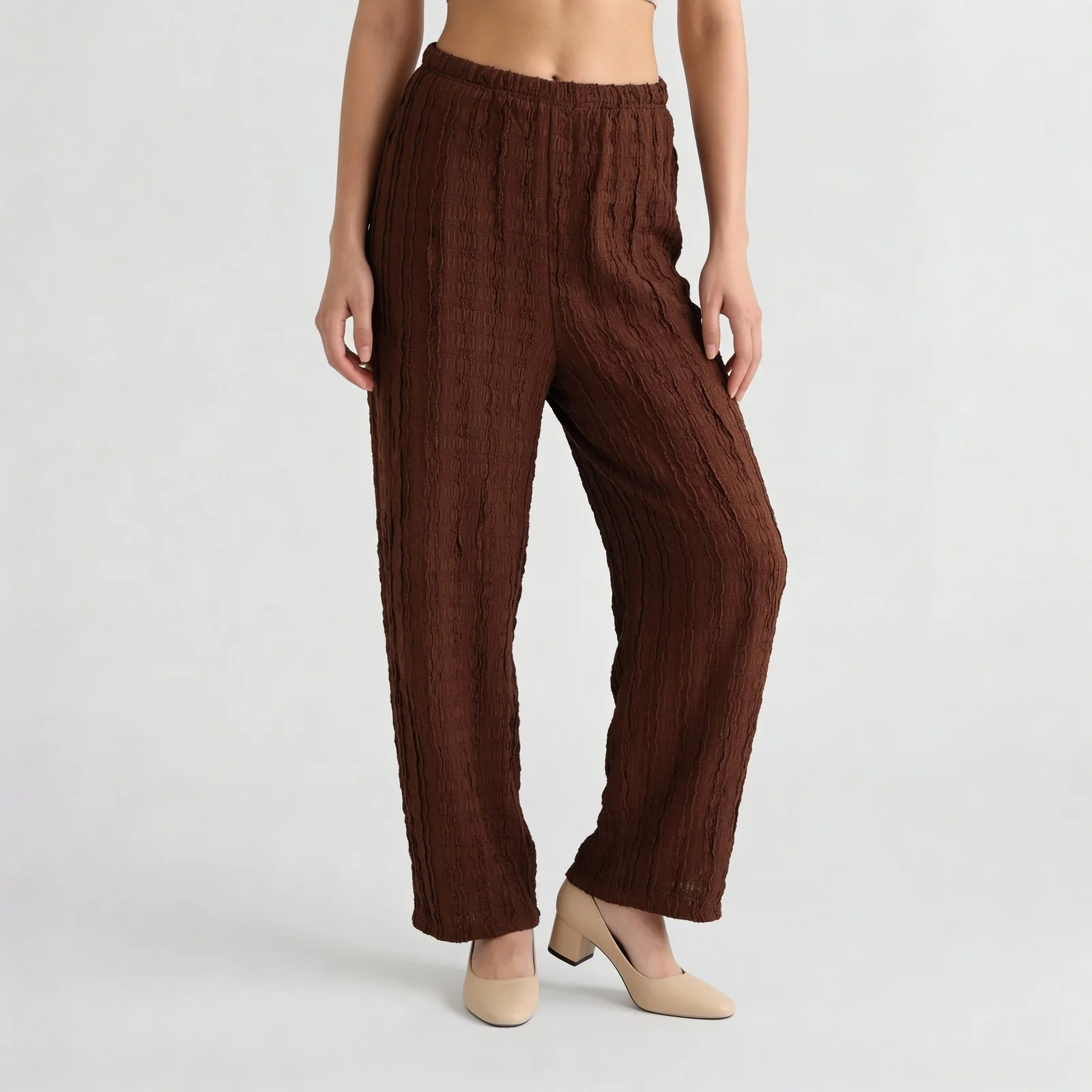 Textured High Rise Relaxed Fit Palazzo - Image 7