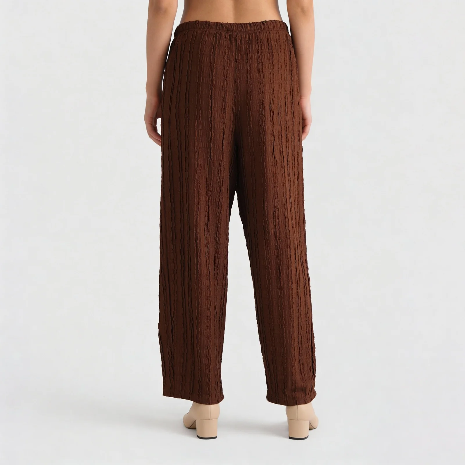 Textured High Rise Relaxed Fit Palazzo - Image 8
