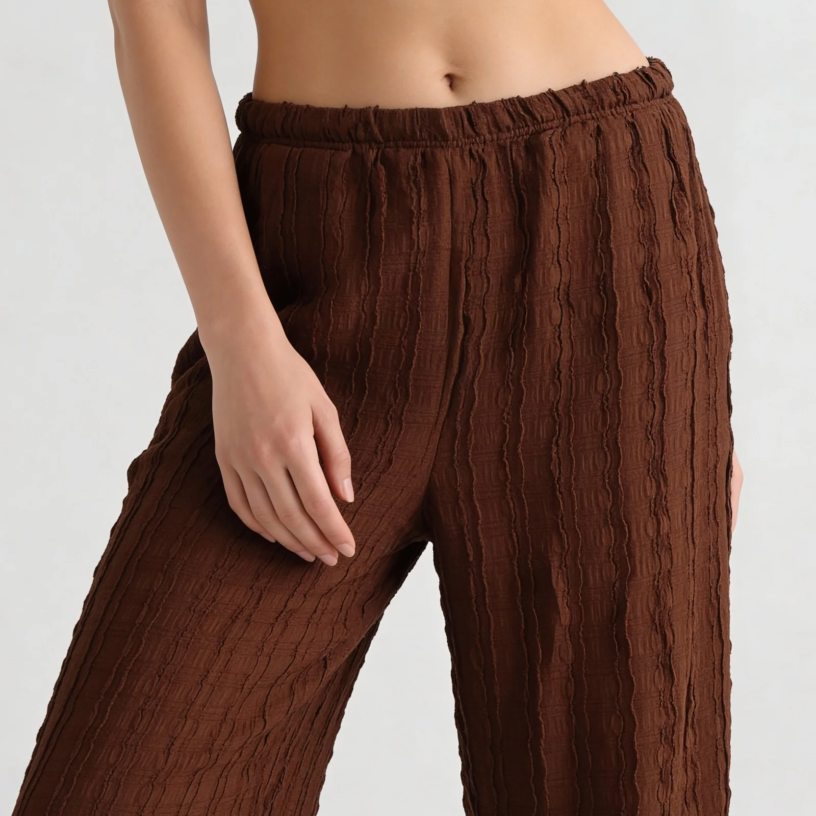 Textured High Rise Relaxed Fit Palazzo - Image 9