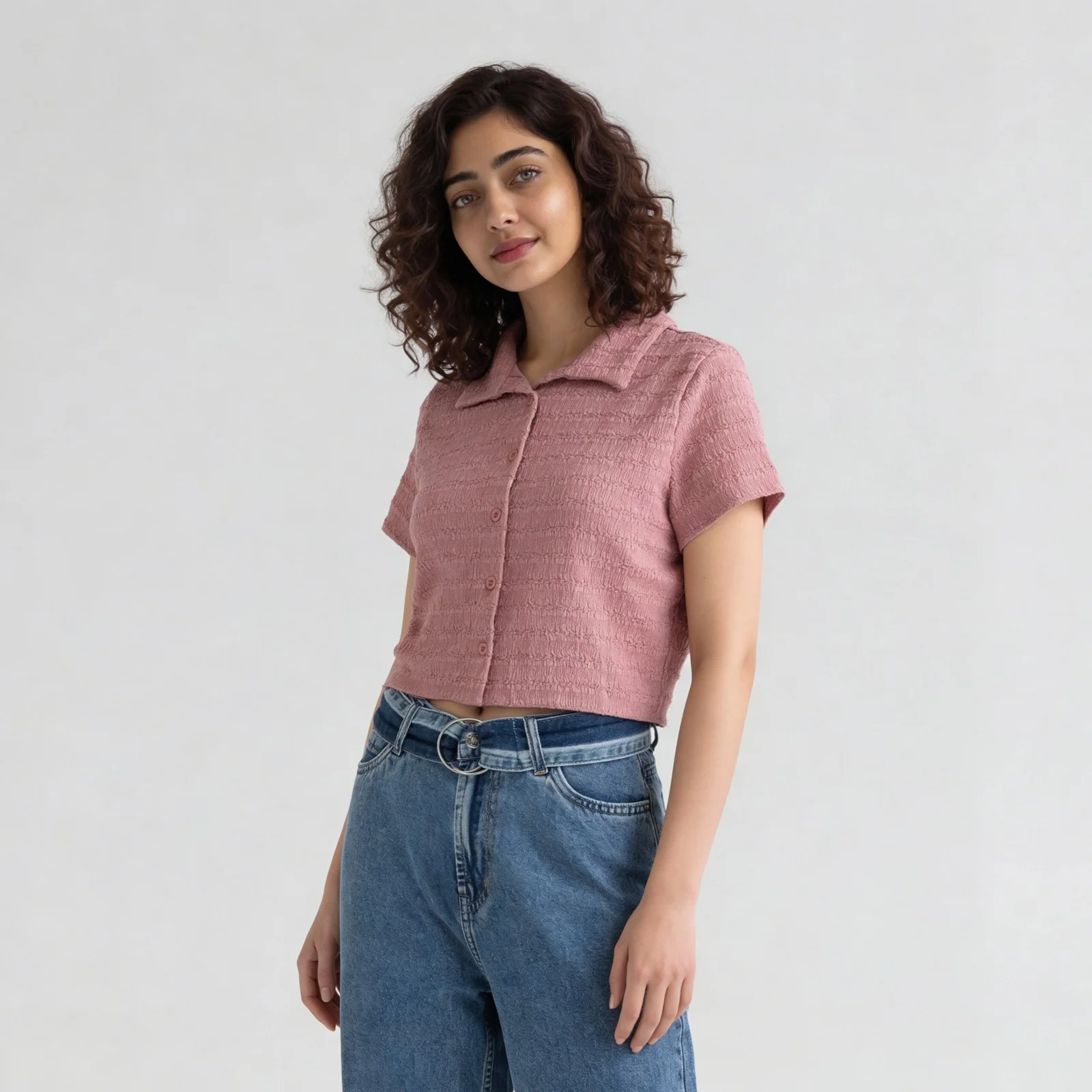 Smocked Cropped Shirt - Image 10