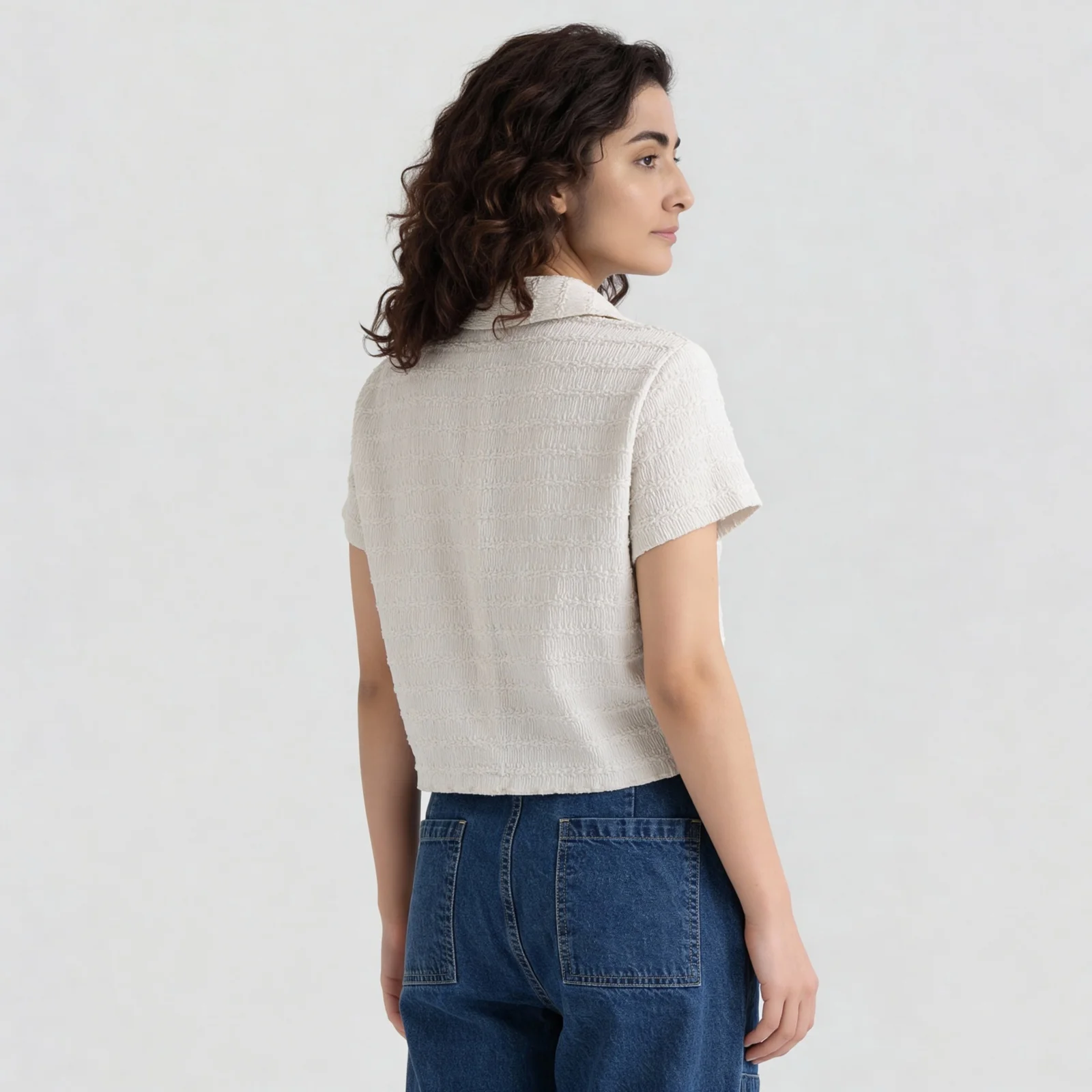 Smocked Cropped Shirt - Image 3