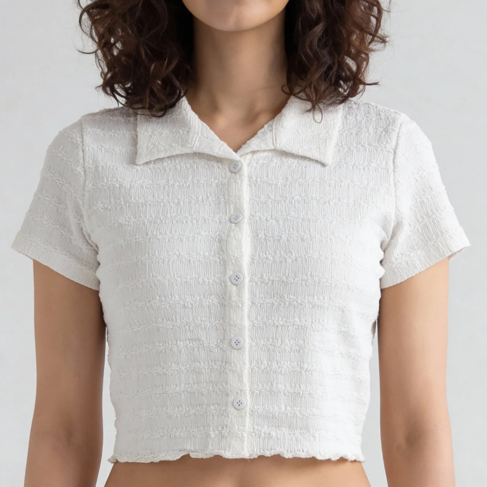Smocked Cropped Shirt - Image 4