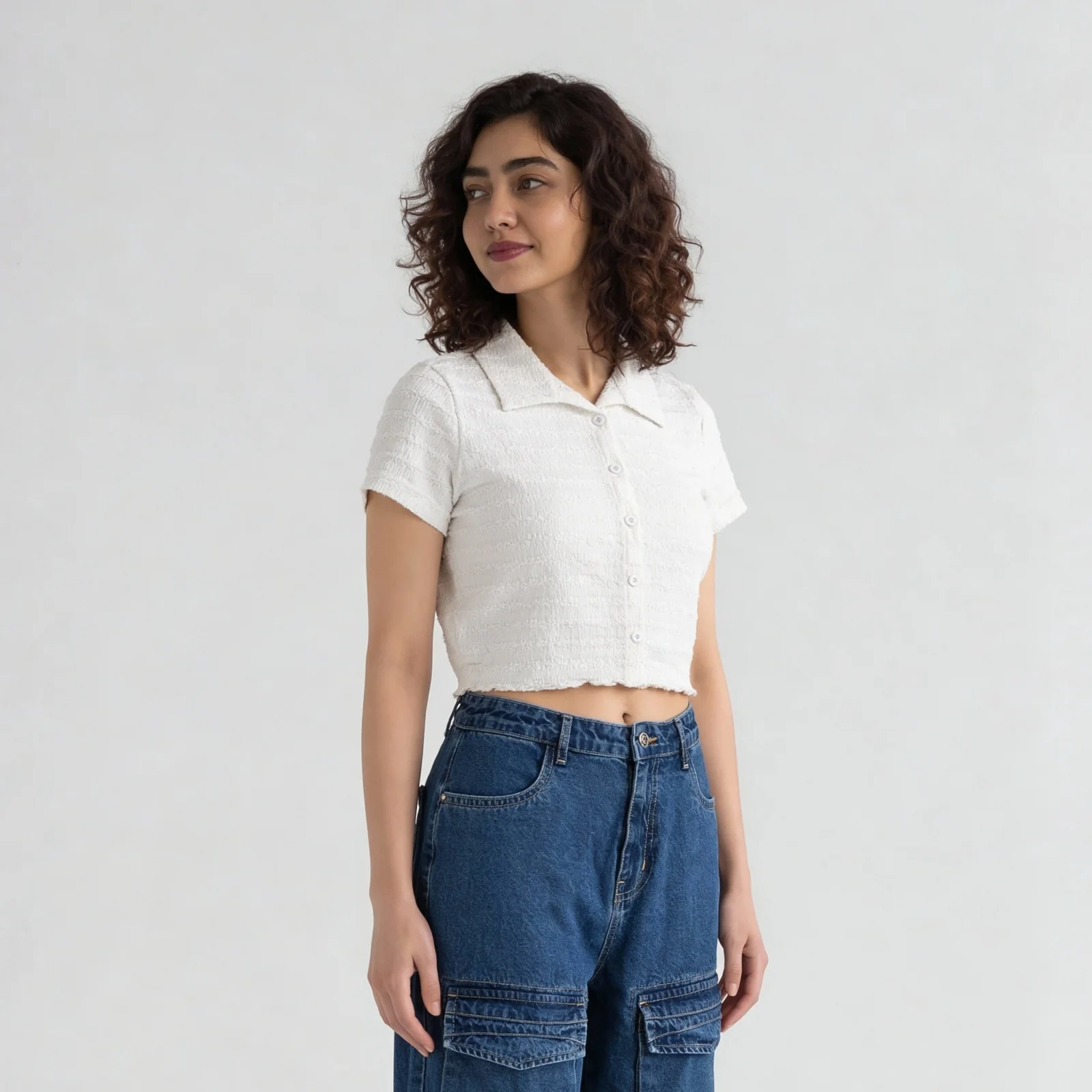 Smocked Cropped Shirt - Image 5