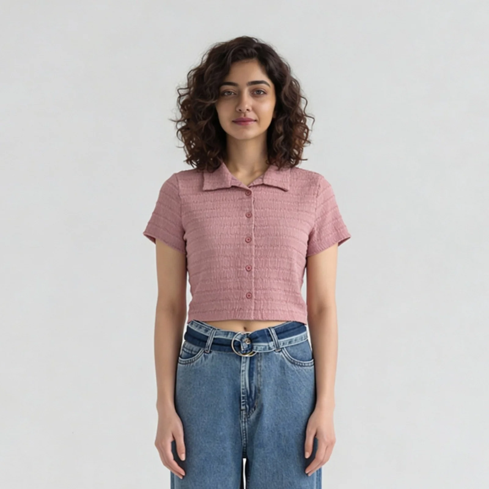 Smocked Cropped Shirt - Image 7