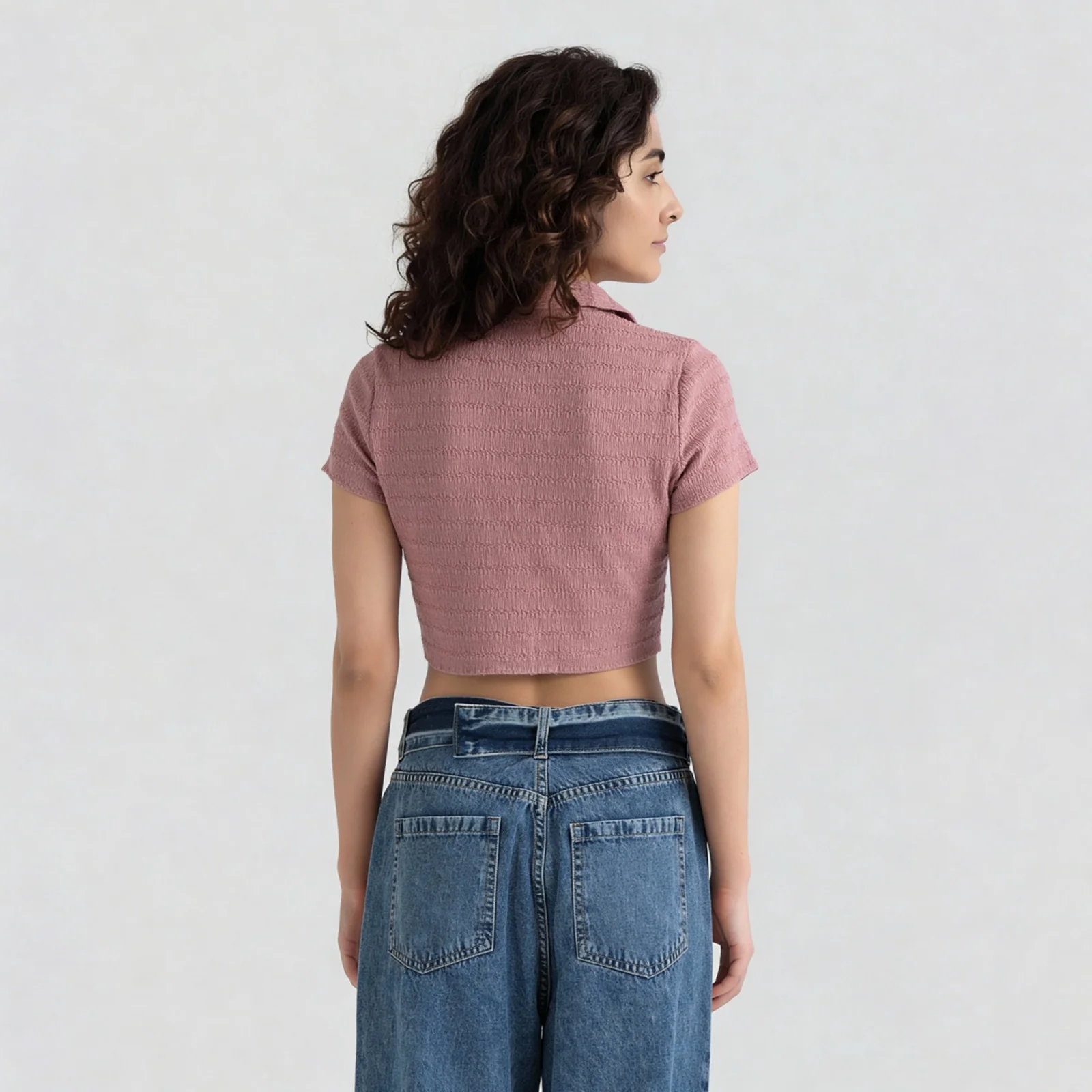 Smocked Cropped Shirt - Image 8