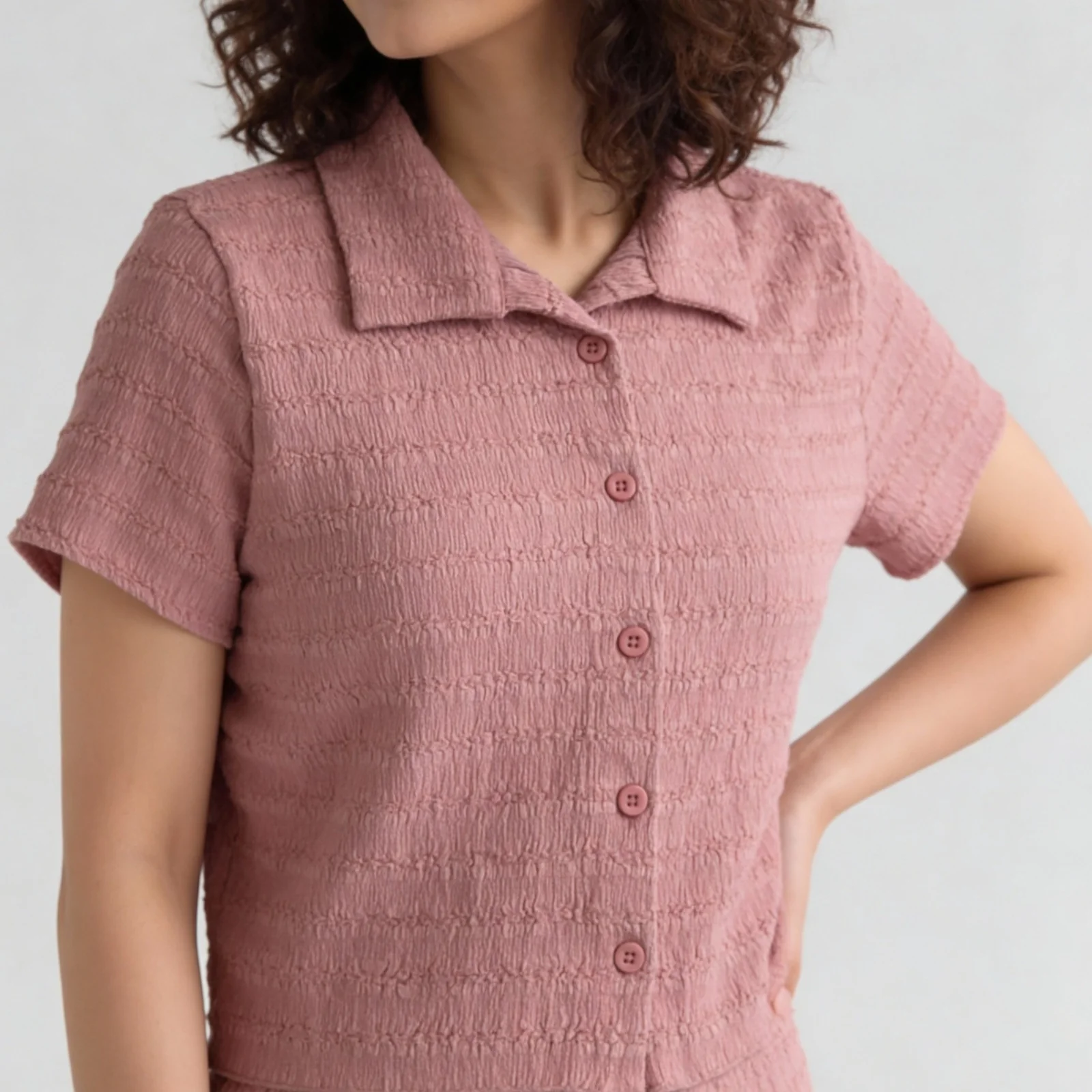 Smocked Cropped Shirt - Image 9